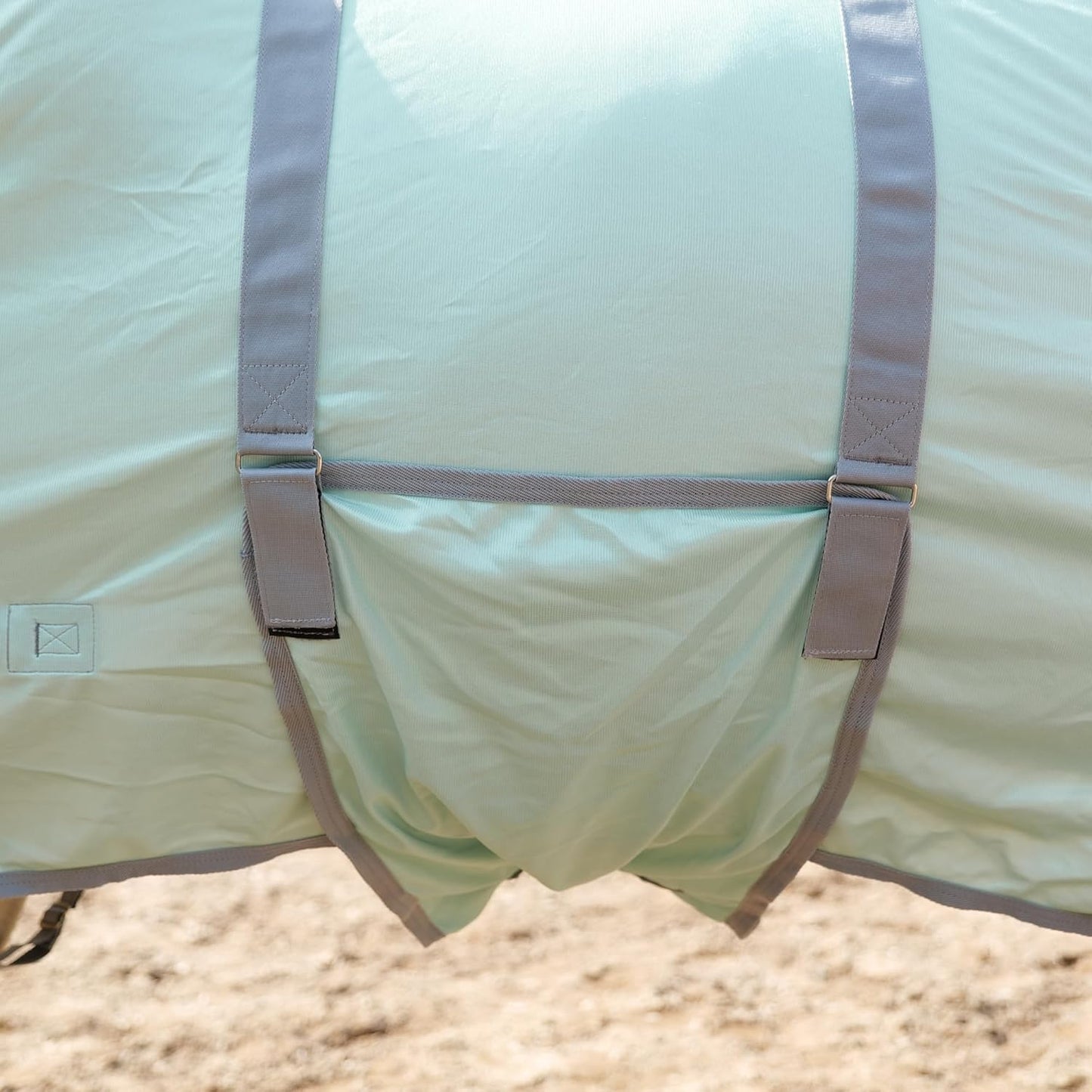 Horse Fly Sheet with Detachable Neck Cover & Belly Wrap, Adjustable Fly Sheet for Horses, Ventilated Airflow Mesh Equine Cooling Summer Flysheet Green 75