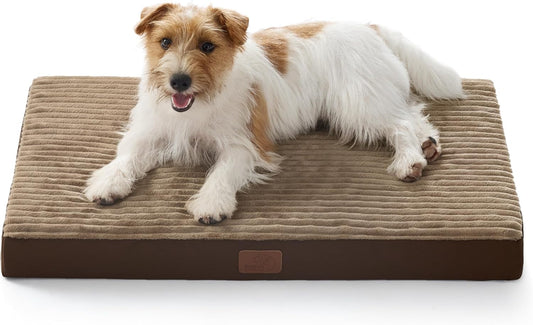 Bedsure Dog Bed Medium Size Dog - Orthopedic Pet Beds with Removable Machine Washable Cover, Egg Crate Foam Puppy Pad, Suitable for Pet Up to 35 lbs, 29"x18"