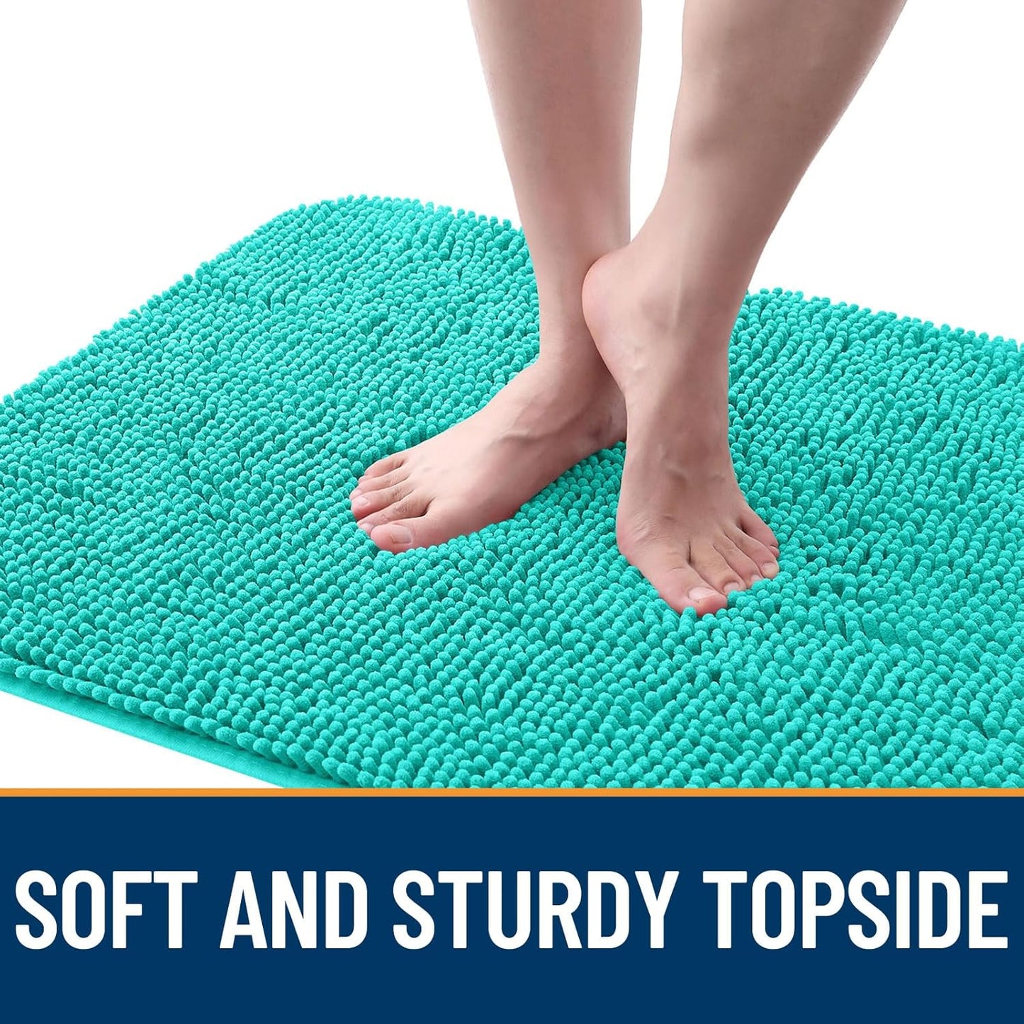 OLANLY Dog Door Mat for Muddy Paws 44x24, Absorbs Moisture and Dirt, Absorbent Non-Slip Washable Doormat, Quick Dry Chenille Mud Mat for Dogs, Entry Indoor Entryway Carpet for Inside Floor, Teal