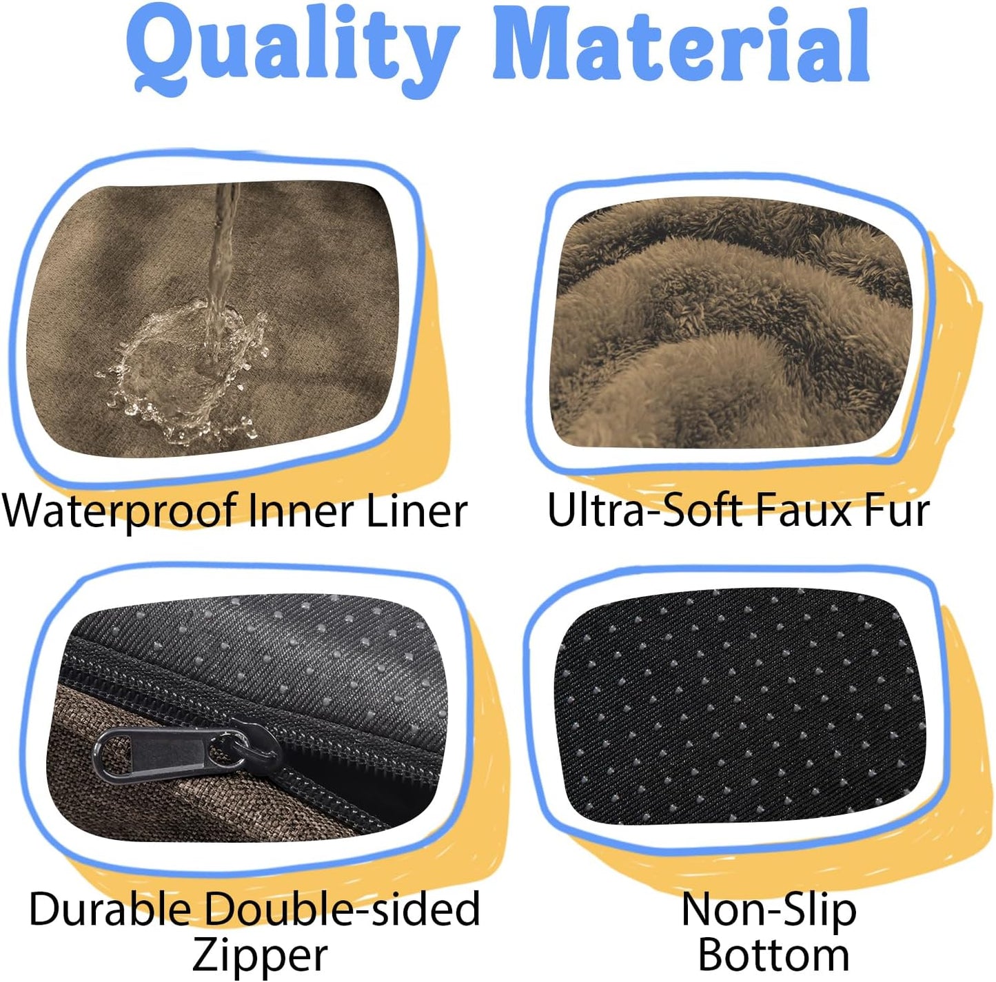 Washable Orthopedic Large Dog Bed - Big Dog Beds with Removable Waterproof Cover and Non-Slip Bottom XL Large Pet Beds with Bolster Extra Large Dogs Bed