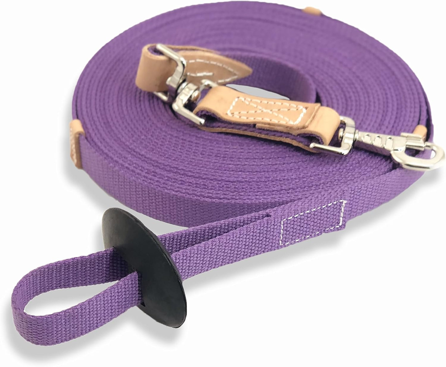 Southwestern Equine 35' Flat Cotton Web Lunge Line with Bolt Snap & Rubber Stop (35', Lavender)
