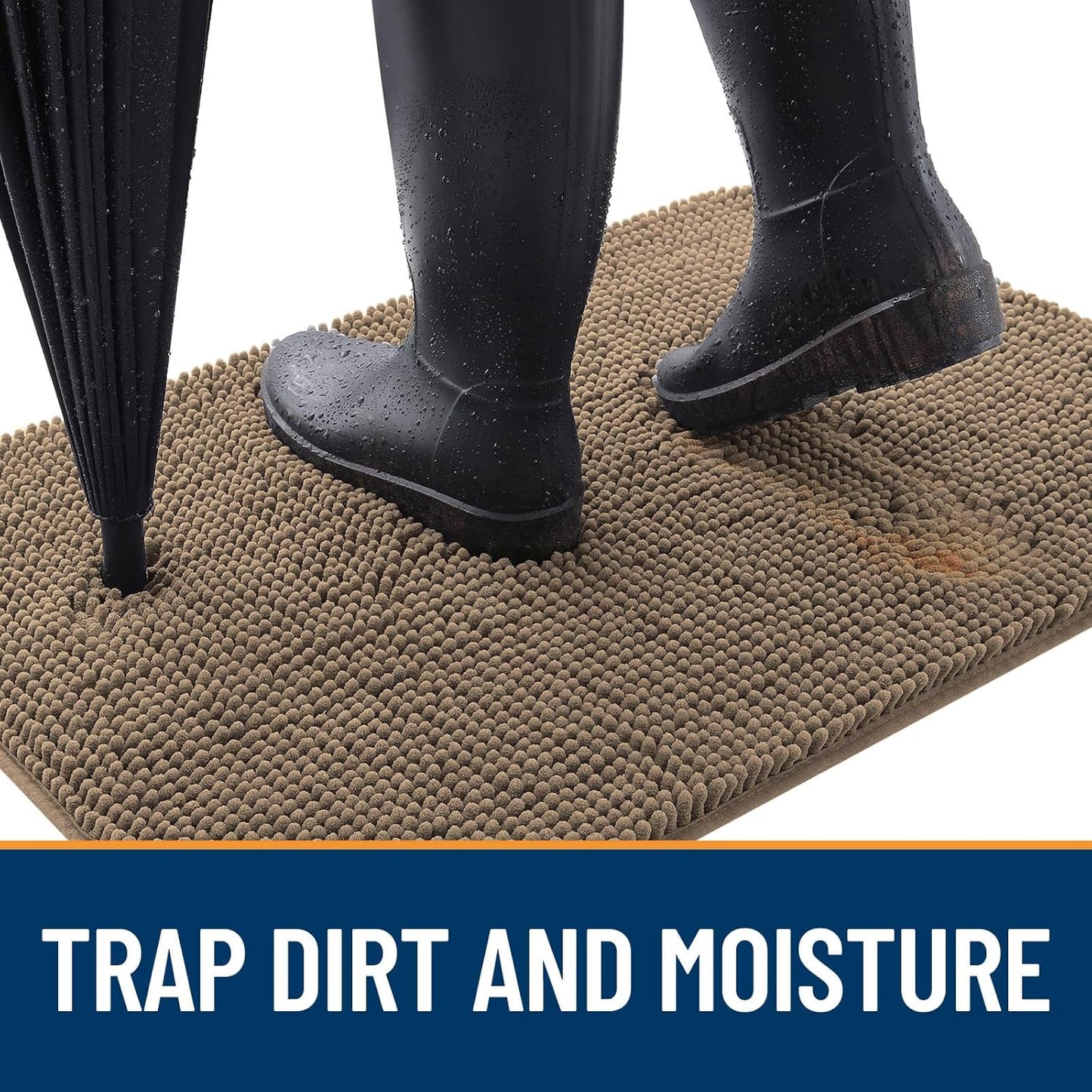 OLANLY Dog Door Mat for Muddy Paws 70x24, Absorbs Moisture and Dirt, Absorbent Non-Slip Washable Doormat, Quick Dry Chenille Mud Mat for Dogs, Entry Indoor Entryway Carpet for Inside Floor, Tan