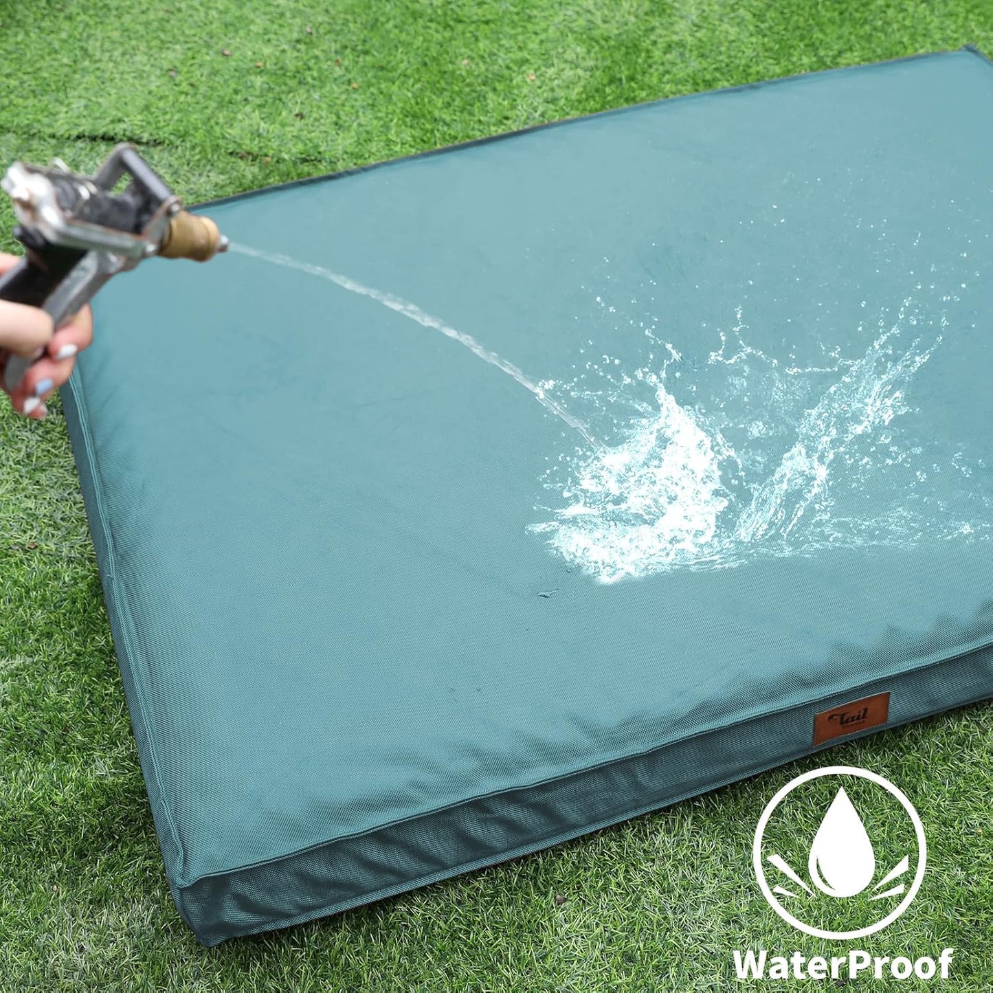 Outdoor Dog Bed for Medium Dogs, Waterproof Dog Crate Bed for Puppy Beds, Orthopedic Egg Crate Foam Pet Bed with Washable and Removable Oxford Cover, Light Blue