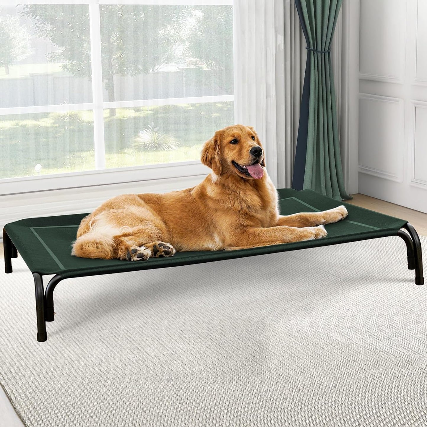 Elevated Dog Bed, Raised Outdoor Pet Cot for Extra Large Sized Breeds, Portable Cooling Hammock With Breathable & Washable Mesh, Indoor & Outdoor Use, Skid-Resistant Feet
