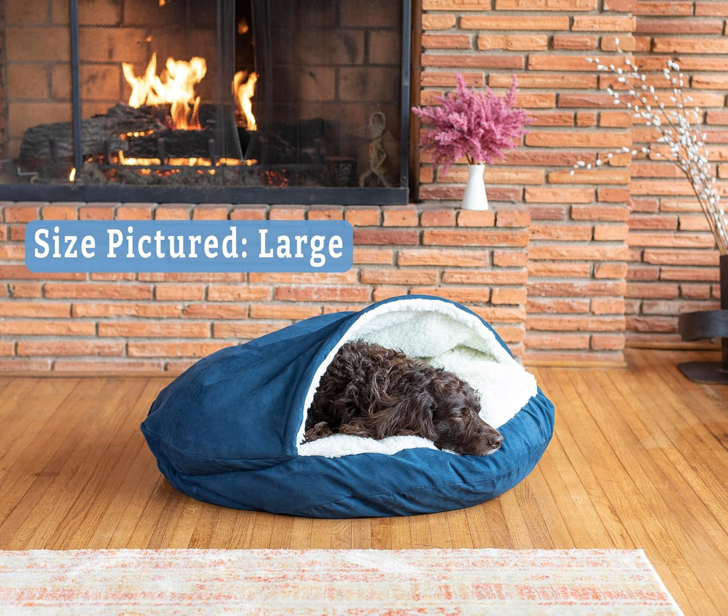 Snoozer Luxury Microsuede Cozy Cave Pet Bed, Large - Sapphire