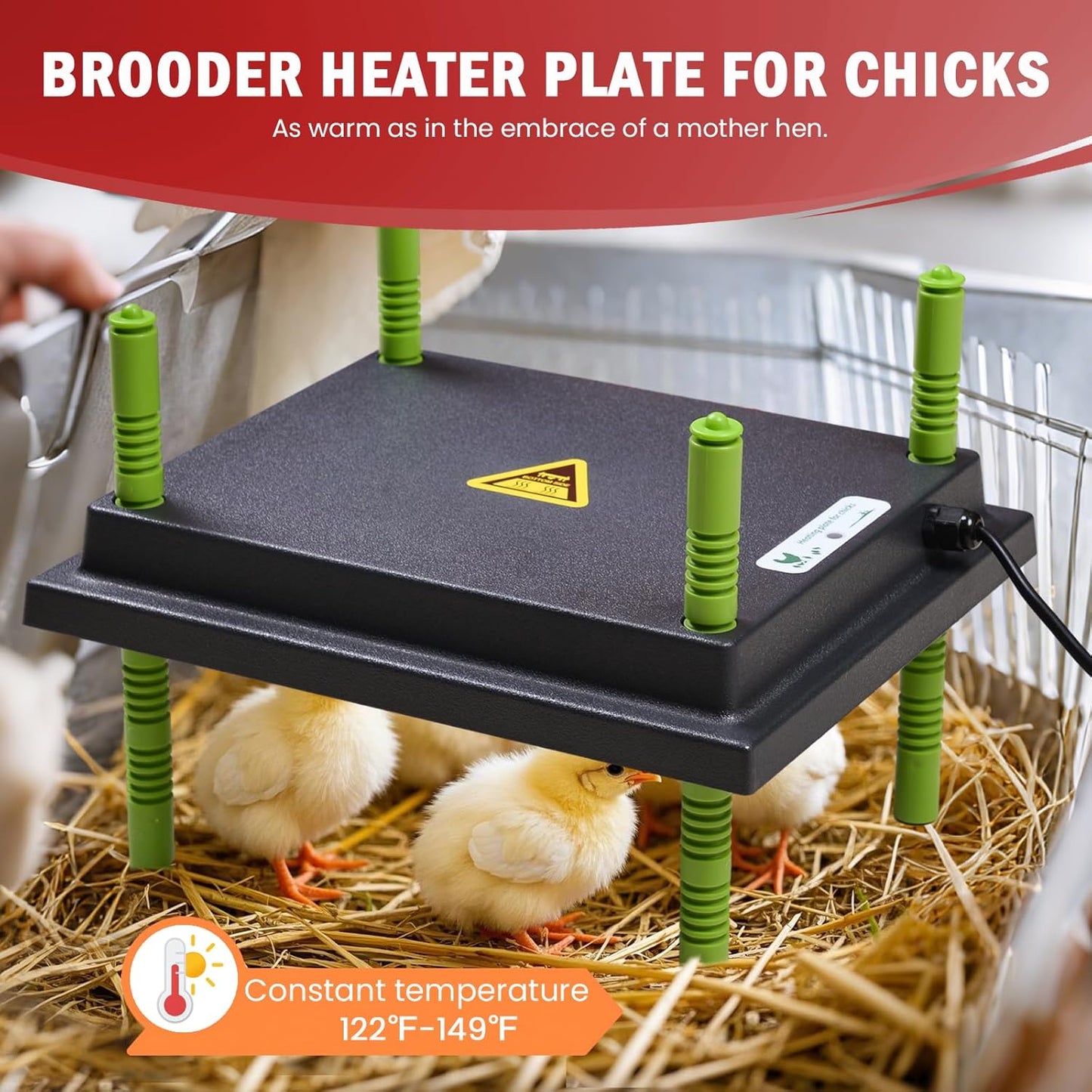 Chicken Brooder Box for Chick Starter Kit - 10 * 12inch Brooder Heating Plate Chick Brooder Pen/Baby Chicken Brooder Box 4-in-1 Bundles with Chicken Feeder, Waterer (Brooder Set)