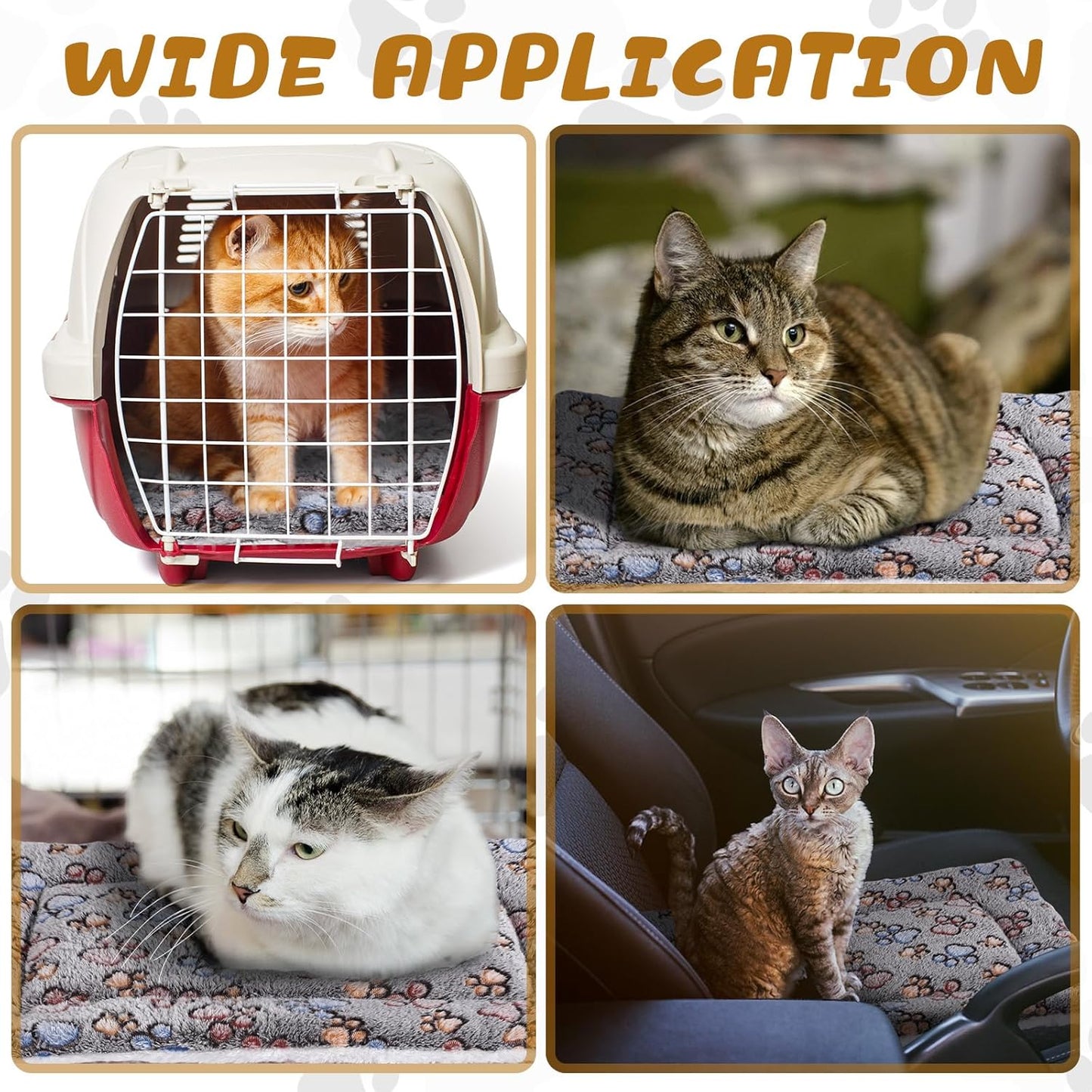 Tuanse 4 Pack Ultra Soft Dog Cat Bed Mat with Cute Prints Reversible Fleece Dog Crate Kennel Pad Cozy Washable Thickened Hamster Guinea Pig Pet Bed Mat for Small Animals (21 x14 Inches,Light Gray)