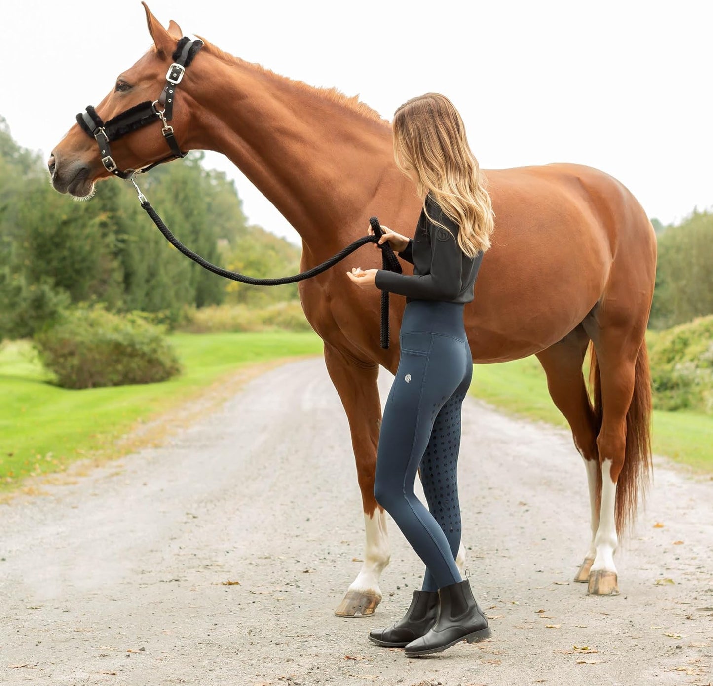 Equinavia Valkyrie Soft Ultra Fleece Padded Adjustable Breakaway Horse Halter - Black/Black - Cob