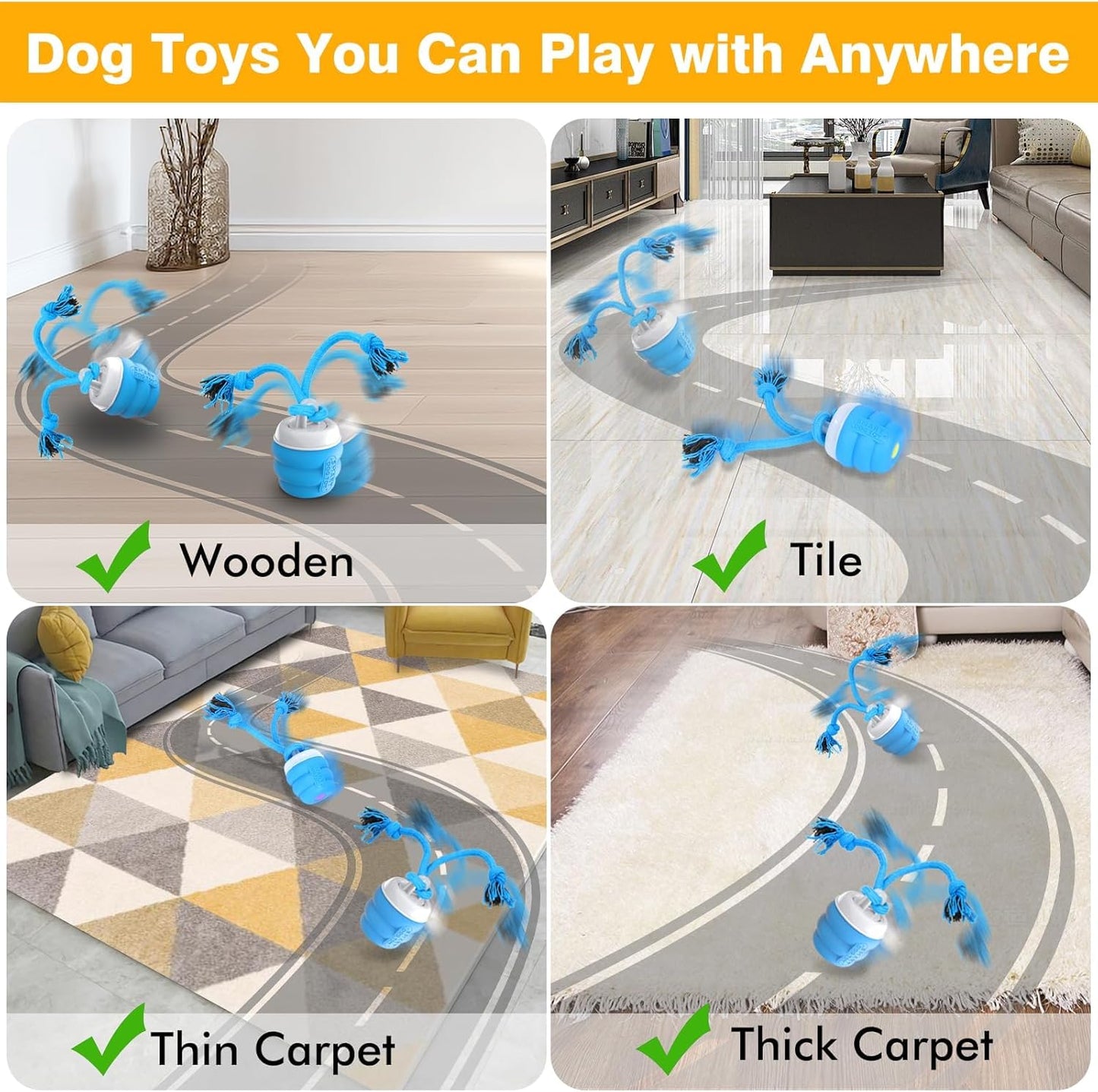 PUHOHUN Interactive Dog Toys Ball - Fun Moving Dog Toys to Keep Them Busy | Rechargeable Smart Automatic Dog Ball for Large, Medium, and Small Puppy Dogs for Boredom, Blue