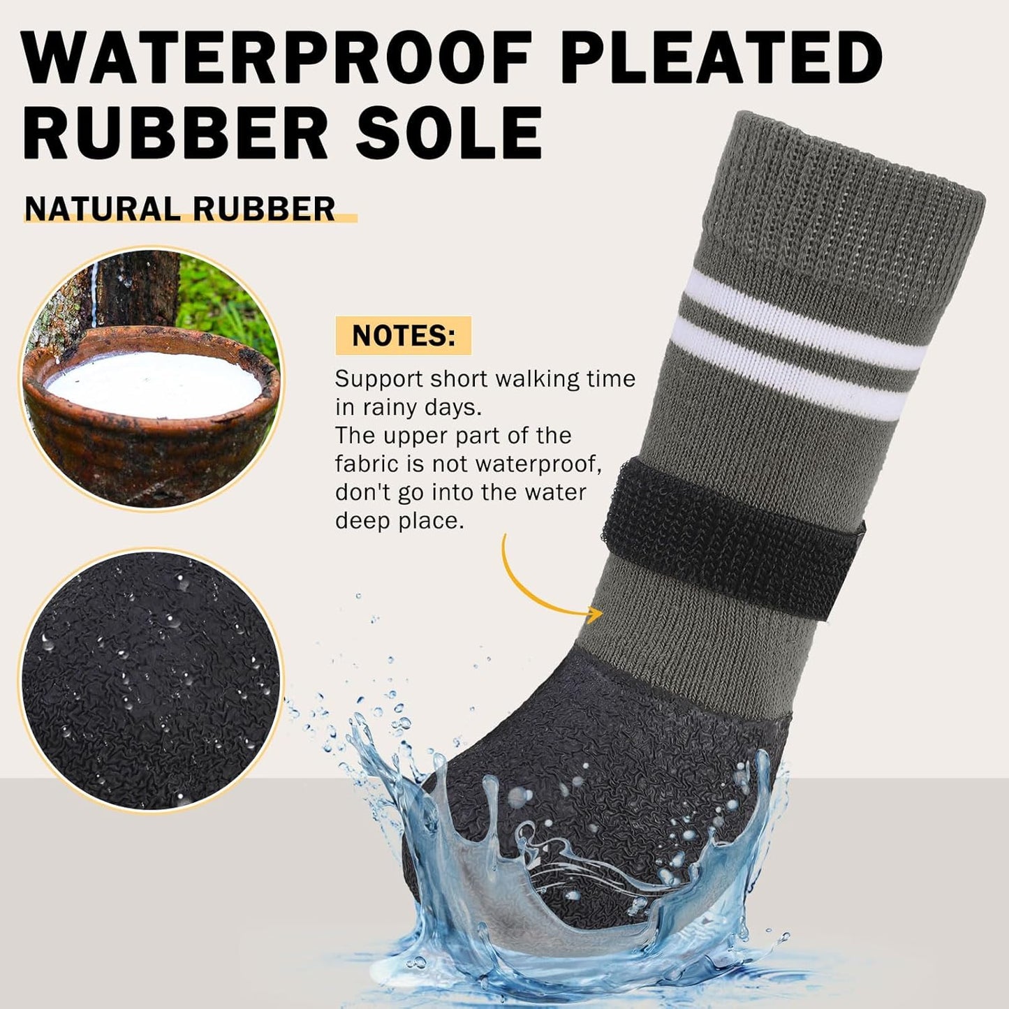 SCENEREAL Anti Slip Dog Boots & Paw Protectors for Hardwood Floor, Extended Dog Socks to Prevent Licking Paws, Waterproof Pet Snow Rain Shoe for Winter Large Senior Dogs, Grey L