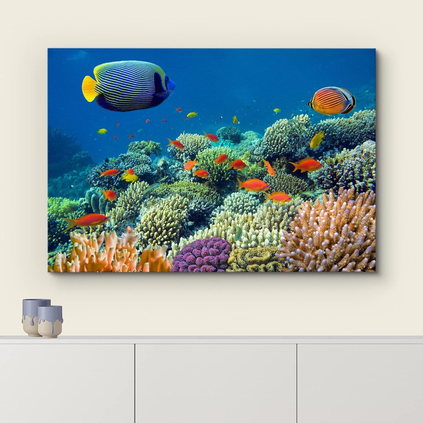 wall26 Canvas Print Wall Art Tropical Underwater Sea Coral Reef Fish Nature Animals Photography Realism Rustic Scenic Landscape Wilderness Earth Colorful for Living Room, Bedroom, Office - 16"x24"
