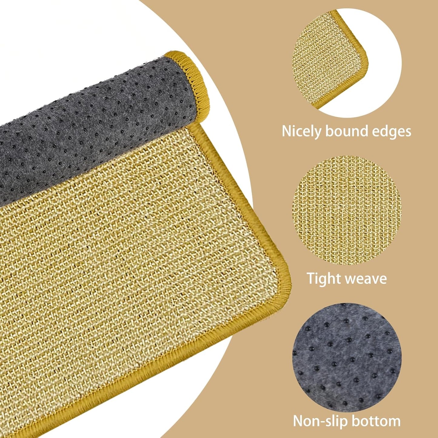 DYAUS Bunny Scratch Pad, Natural Sisal Rabbit Scratching Mat for Claws and Teeth Care, Indoor Bunny Chew Toys Bunny Bed for Biting Sleeping Nesting (1PC, 16x12in)