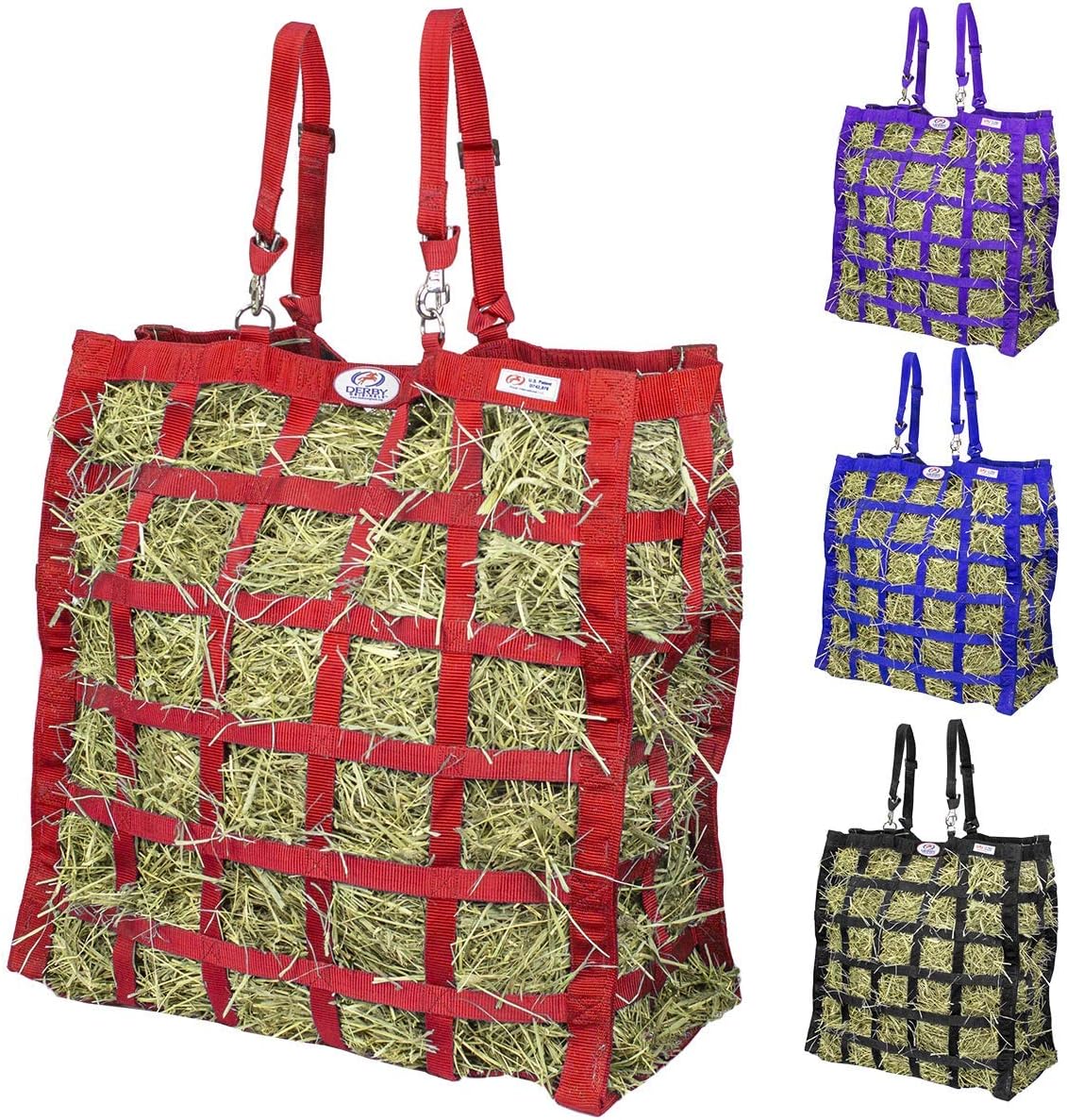 Derby Originals Easy Feeder Horse Hay Bag with Super Tough Bottom and 1 Year Warranty, red, 3"x3.5"