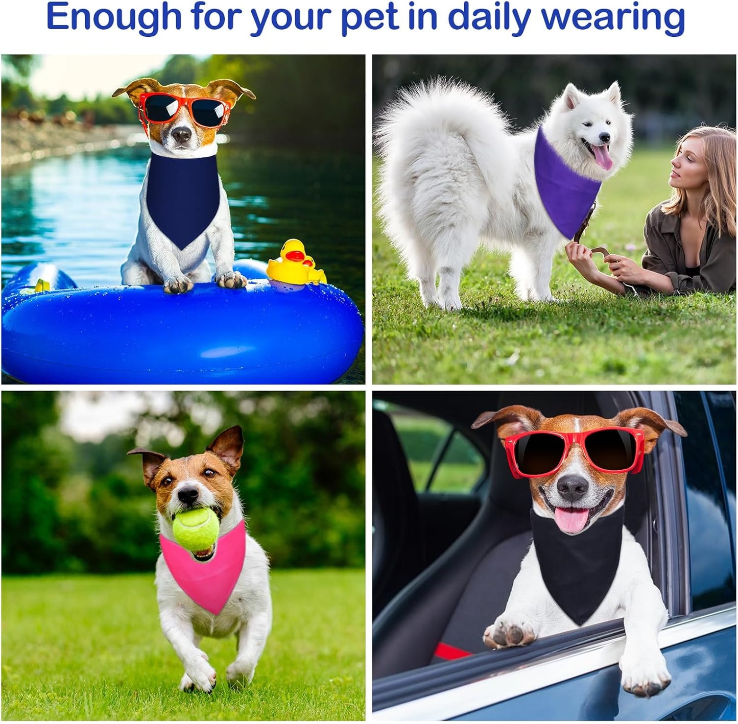 Frienda 12 Pcs Plain Dog Bandanas Blank Puppy Adjustable Triangle Solid Color Dog Bandanas Multicolor Puppy Scarf Heat Transfer Washable Handkerchief(64 x 43 x 43 cm,Vivid Color)