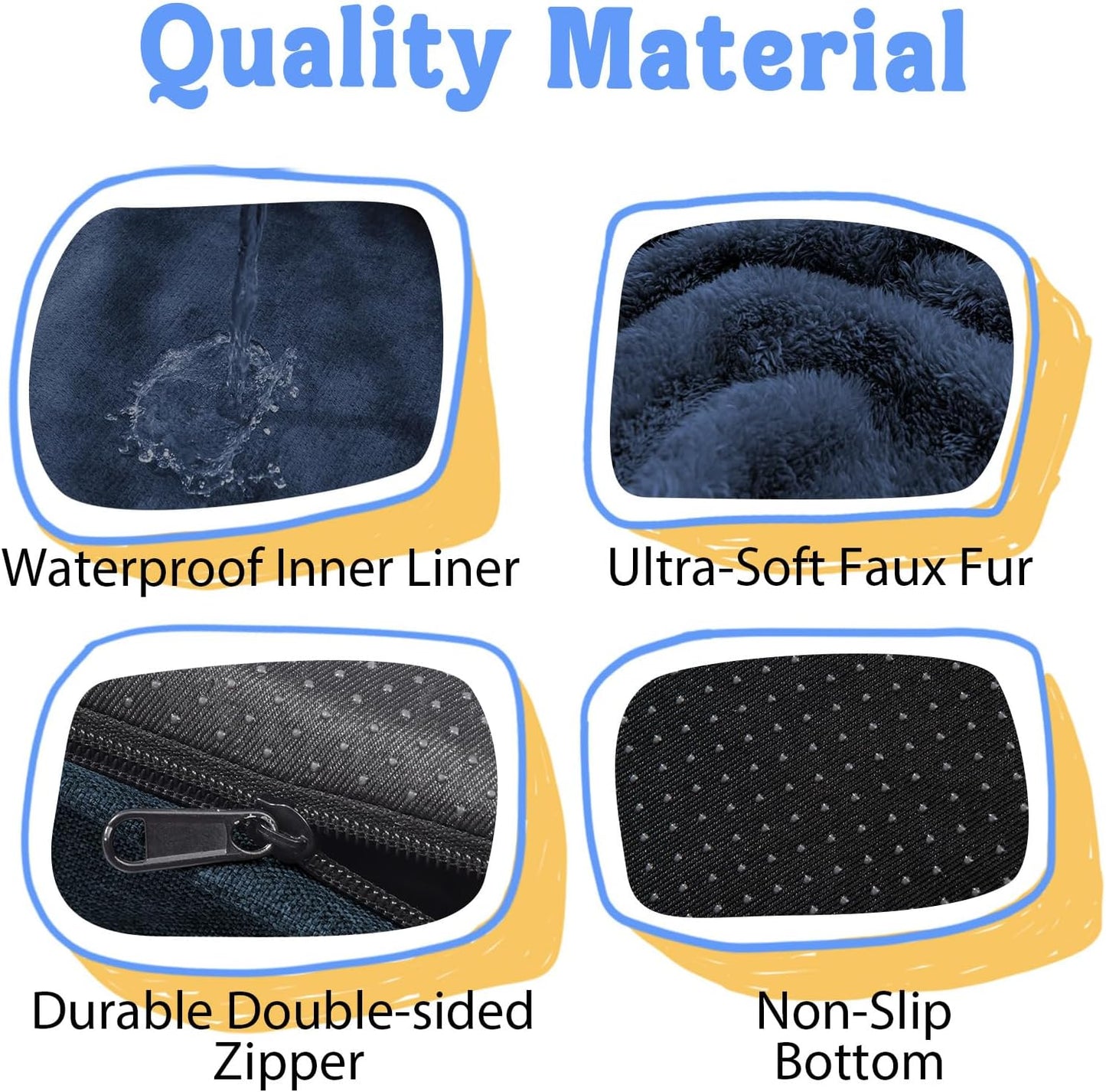 Orthopedic Washable Large Dog Bed - Egg Foam Dog Beds for Large and Medium Dogs Big Pet Beds with Removable Washable Cover and Bolster for Extra Large Dogs