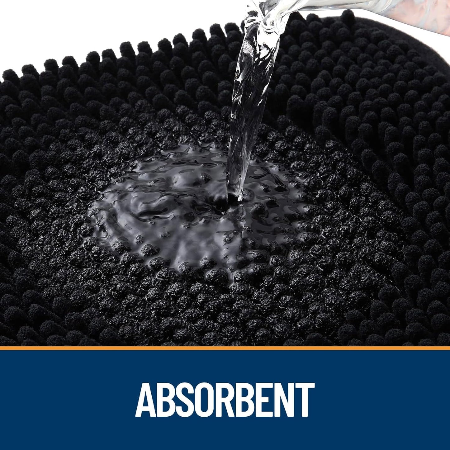 OLANLY Dog Door Mat for Muddy Paws 50x30, Absorbs Moisture and Dirt, Absorbent Non-Slip Washable Doormat, Quick Dry Chenille Mud Mat for Dogs, Entry Indoor Entryway Carpet for Inside Floor, Black