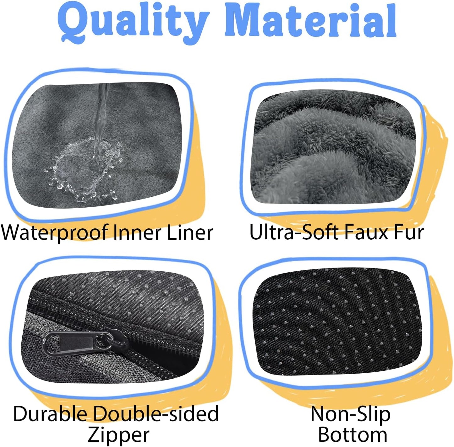 Washable Orthopedic Large Dog Bed - Dog Beds Large Sized Dogs with Removable Cover Waterproof Pet Bed with Bolster for Extra Large Pet