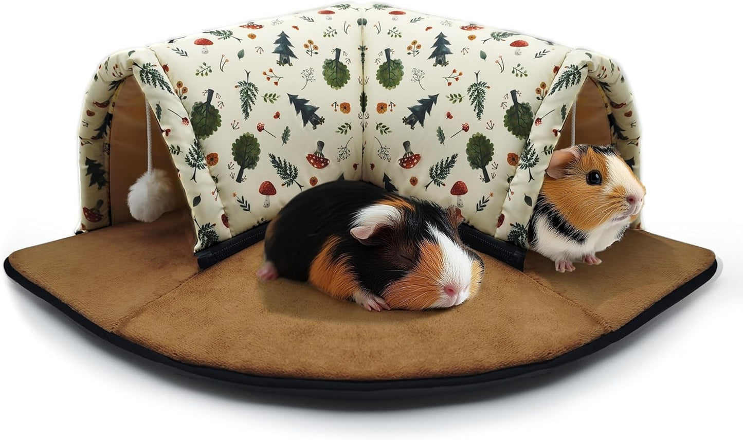 Xymoso Guinea Pig Hideout Tunnel Bed,Removable Guinea Pig Toys,Cozy Small Animal House,Guinea Pig Accessories for Hamsters Chinchillas Dwarf Rabbits Hedgehogs Ferrets