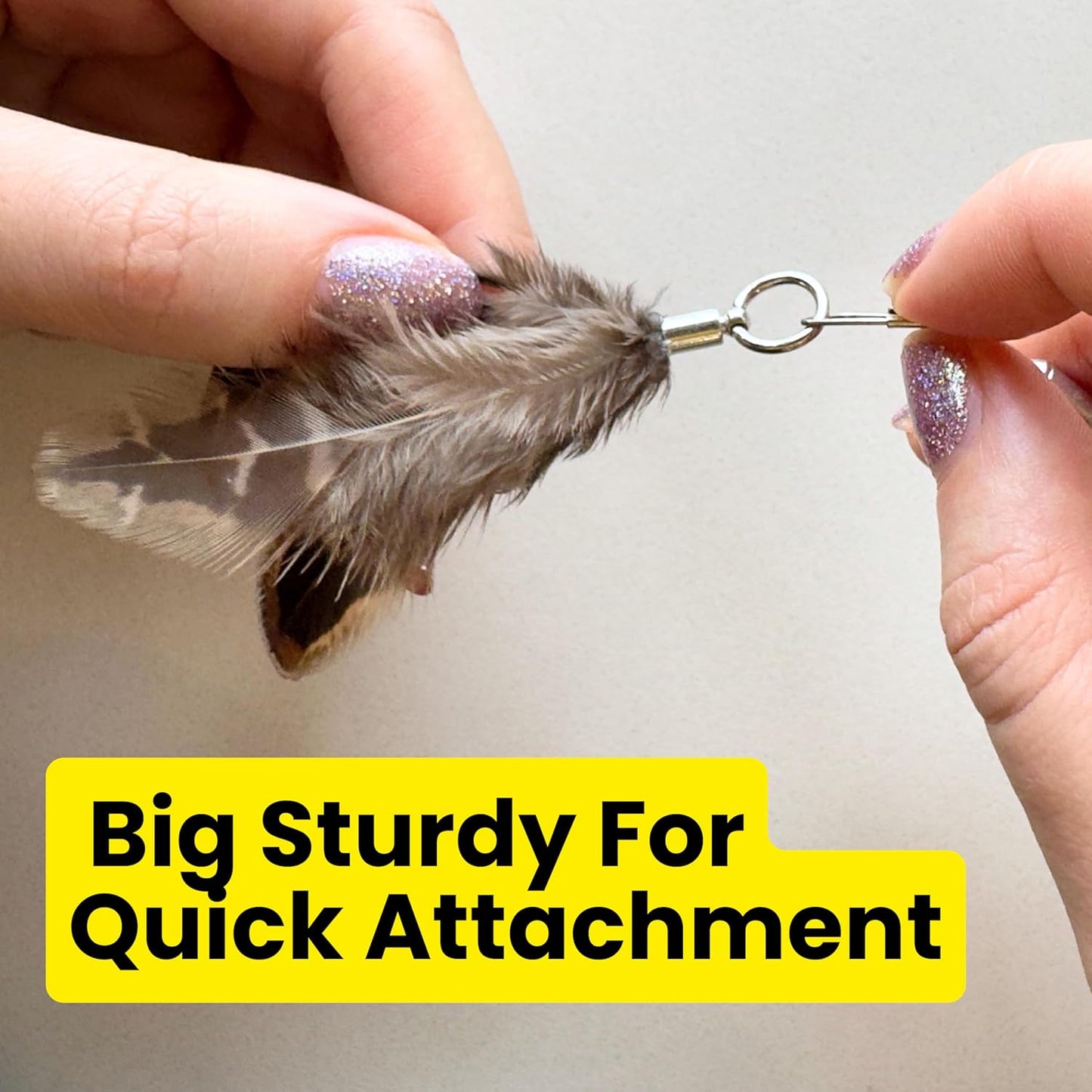 Feather Toys Replacements (3 Pc) - Cat Toys & Kitten Toys for Indoor Kittens, Set of Replacement Feather Attachments Extra Small and Durable, for Cat Wands, Natural and Safe