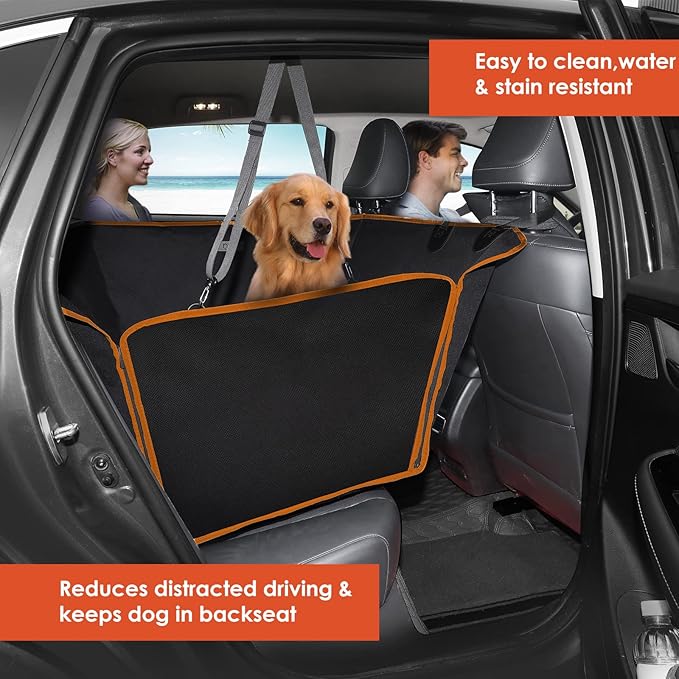 njnj Dog Car Seat Cover for Back Seat - Waterproof Dog Half Hammock for Cars,Scratchproof Pet Backseat Protector,Perdurable,Non-Slip Booster Seat for Small,Medium and Large Dogs