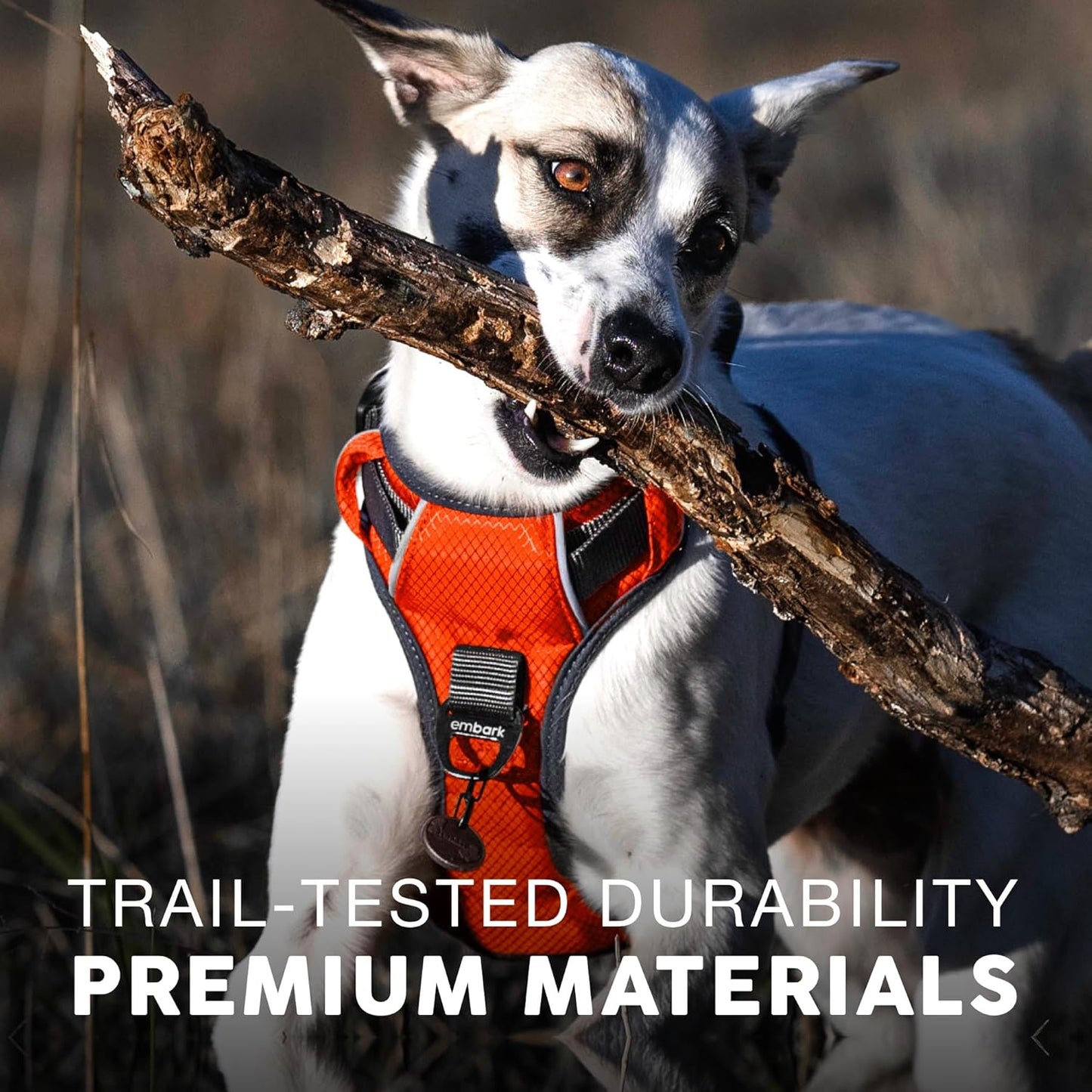 Embark Adventure Dog Harness, Reflective Trim No Pull Dog Harness Medium Sized Dogs - Military Grade Nylon, Front Clip with Gel Lined Handle.