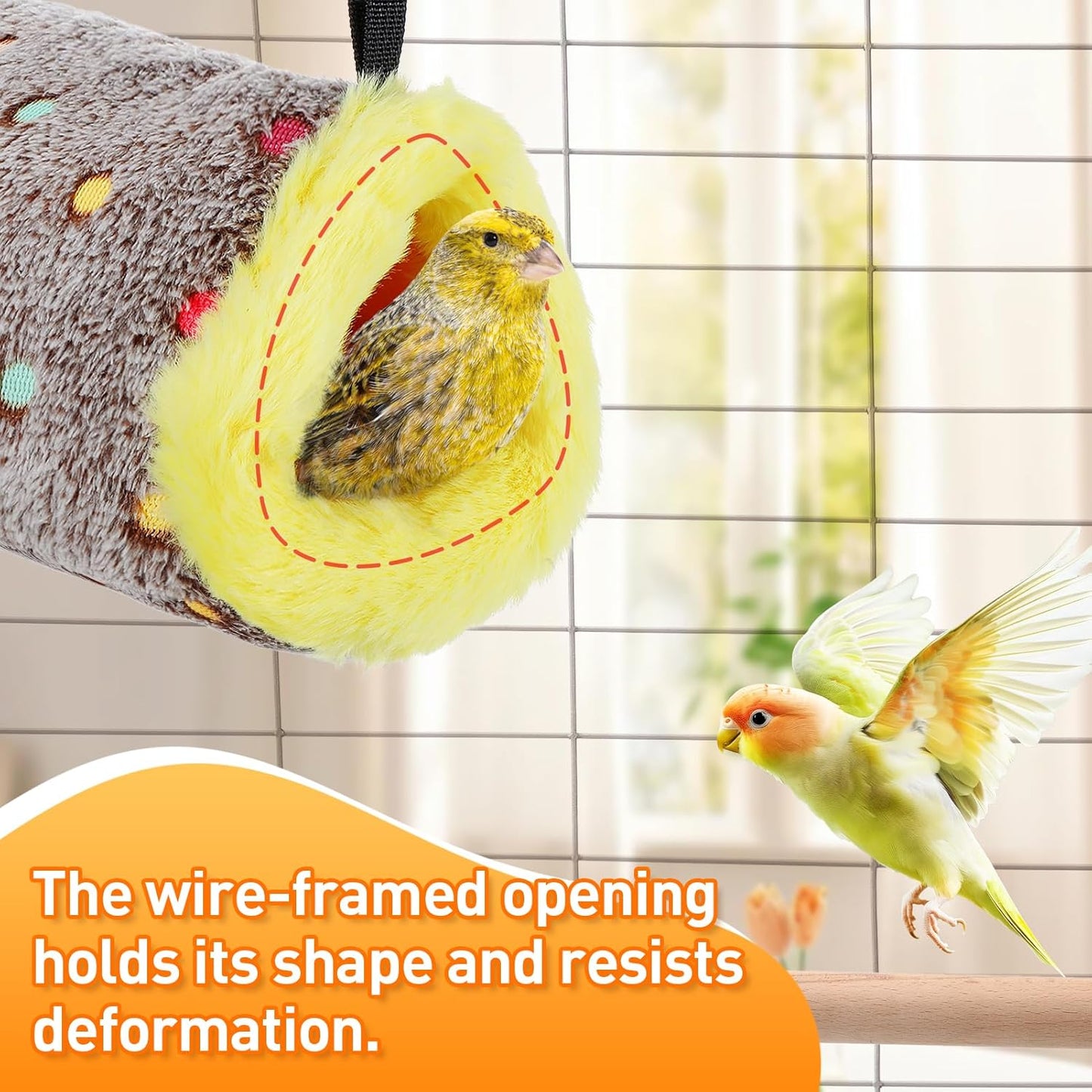 MEWTOGO Small Warm Bird Nest House - Cozy Bird Bed for Cage with Mat, Hanging Hammock Shed Hideaway Hut for Lovebirds Lineolated Parakeets Canaries Zebra Finches Society Finches Parrotlets