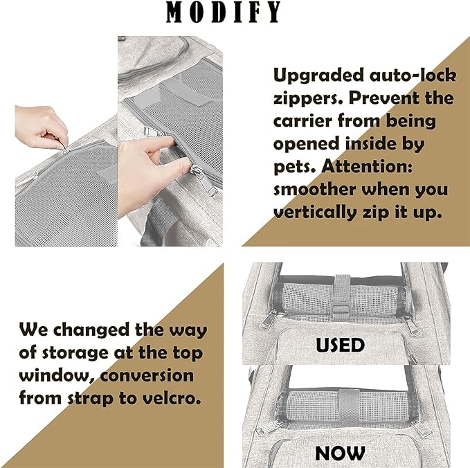 Pet Carrier for Large Cat Soft-Sided Animal Traveling Bag for Medium Cat up to 20lbs / Washable Small Dog Puppy 10 lbs Crate Case with Privacy Curtains for Home Outdoor Travel Beige White