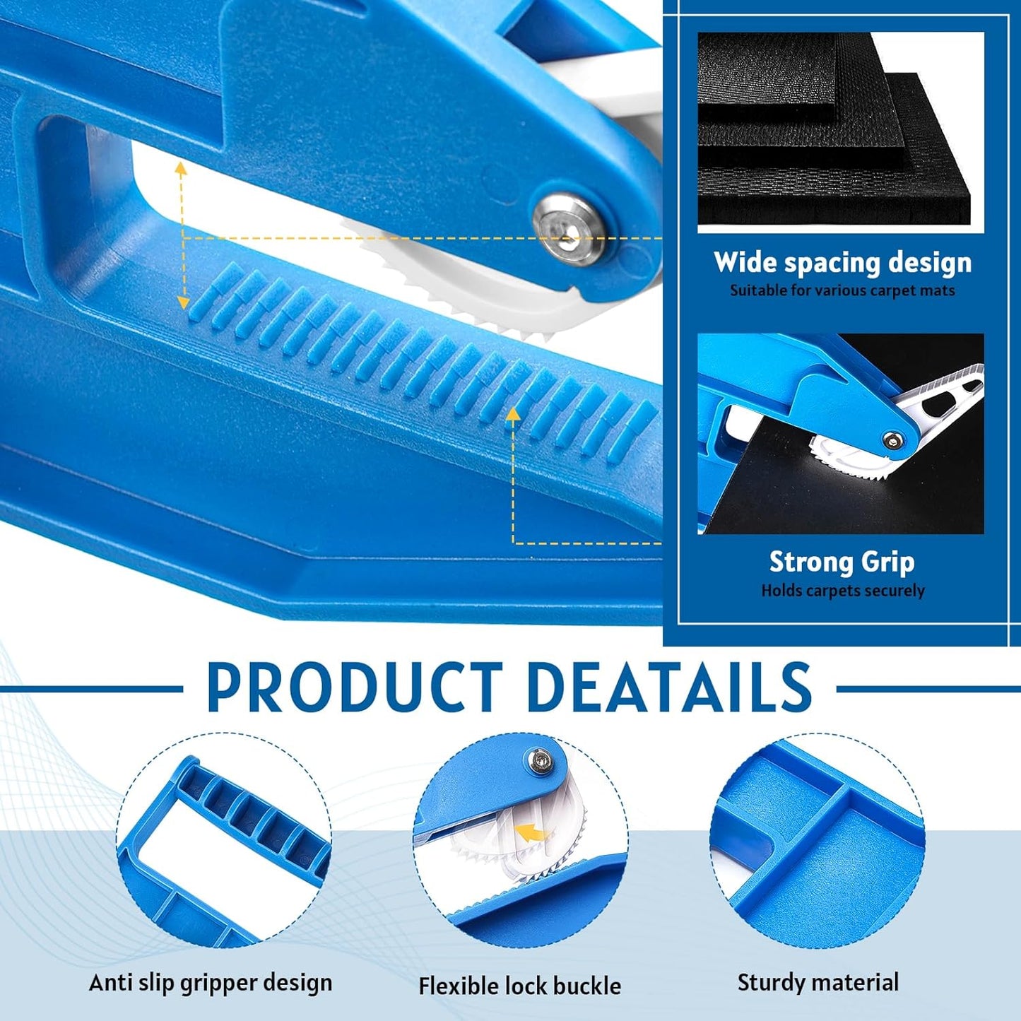 Mat Movers Tool, 2 Pcs Mat Grippers for Horse Stall Mat for Livestock, Thick Rubber Mat for Floor, Gym Floor Mat, Trailer Mat, Heavy Duty Stall Mat Handlers, Effortless Mat Puller for Tack Room, Barn