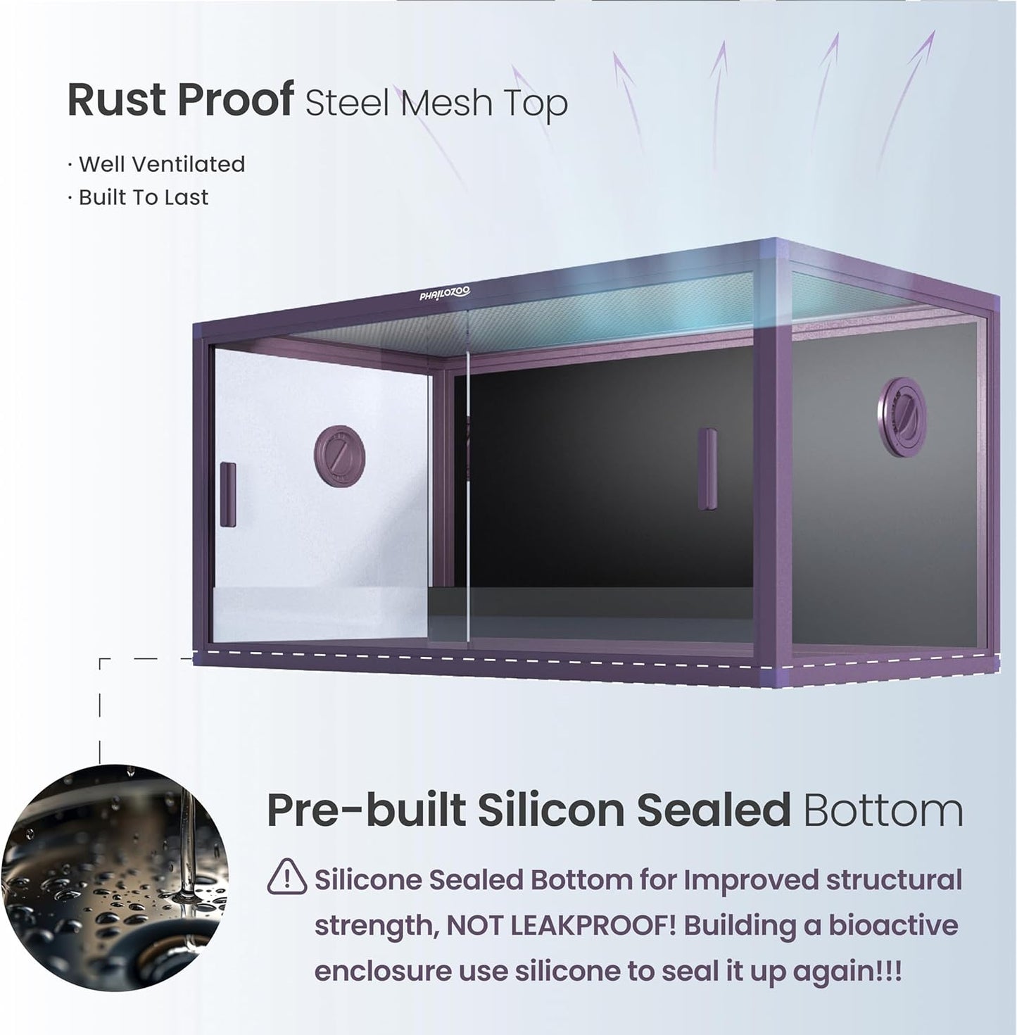 50 Gallon Bearded Dragon Tank, Reptile Enclosure for Easy Maintenance, Front Opening Reptile Tank with Top Screen Ventilation & Glass Sliding Door 36''x18''x18''