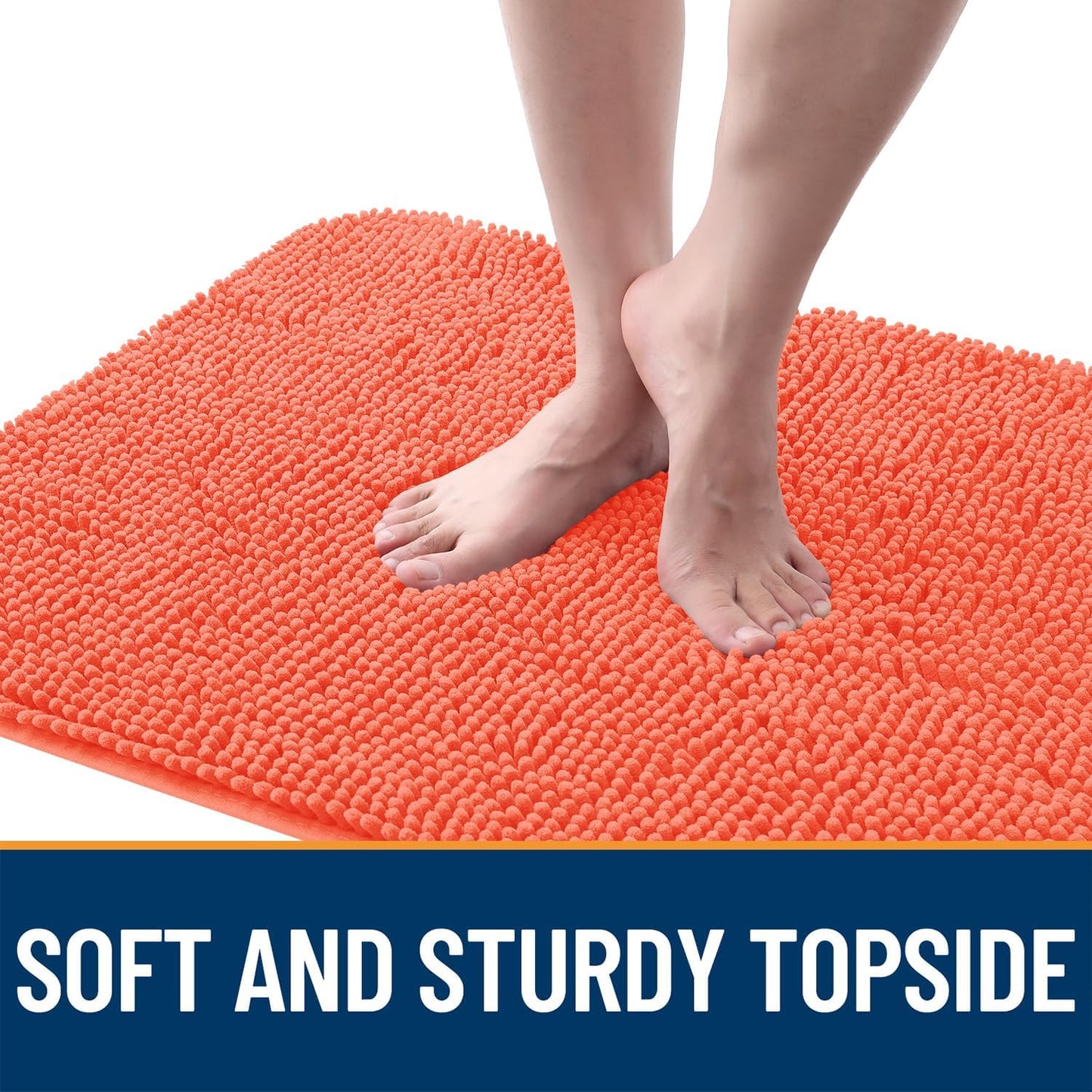 OLANLY Dog Door Mat for Muddy Paws 48x30, Absorbs Moisture and Dirt, Absorbent Non-Slip Washable Doormat, Quick Dry Chenille Mud Mat for Dogs, Entry Indoor Entryway Carpet for Inside Floor, Coral