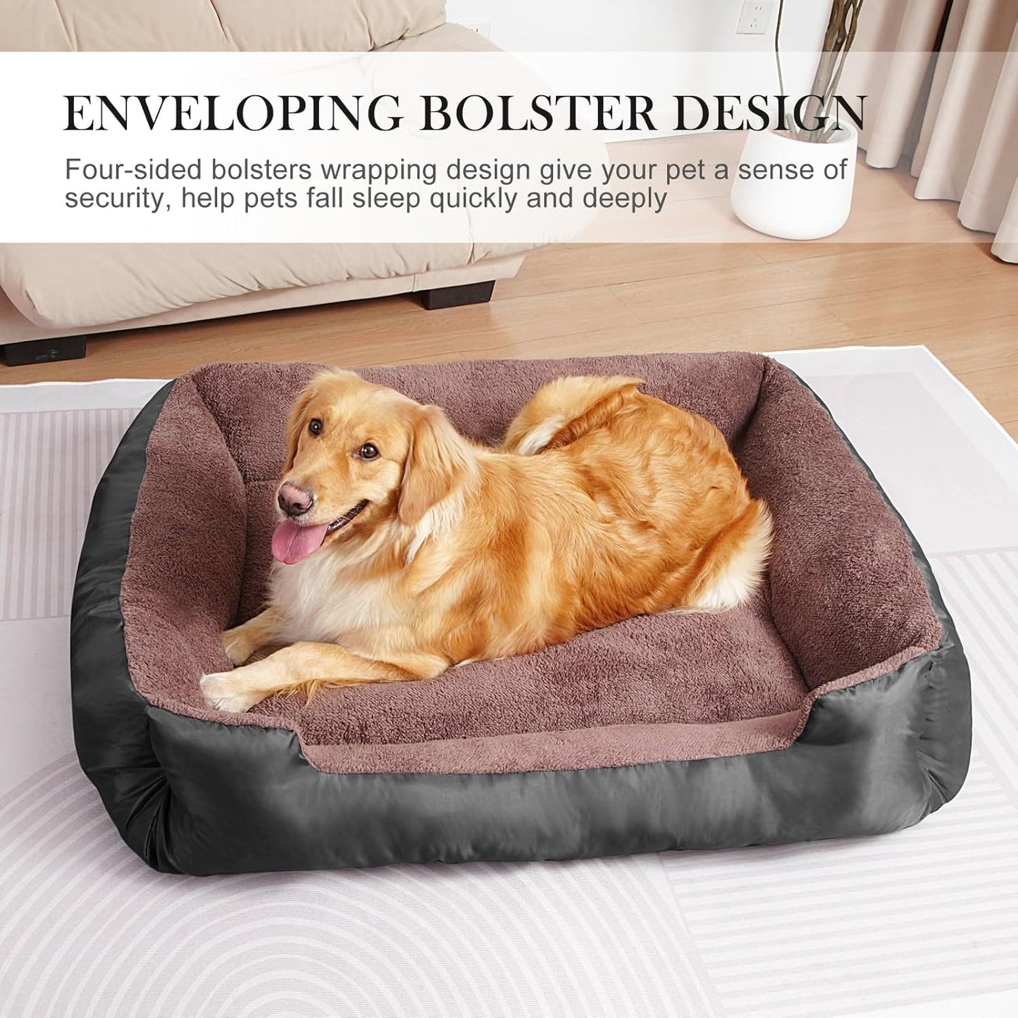 Dog Bed for Large Size Dogs, Soft Breathable Dog Bed Machine Washable, Pet Couch Bed with Non-Slip Base