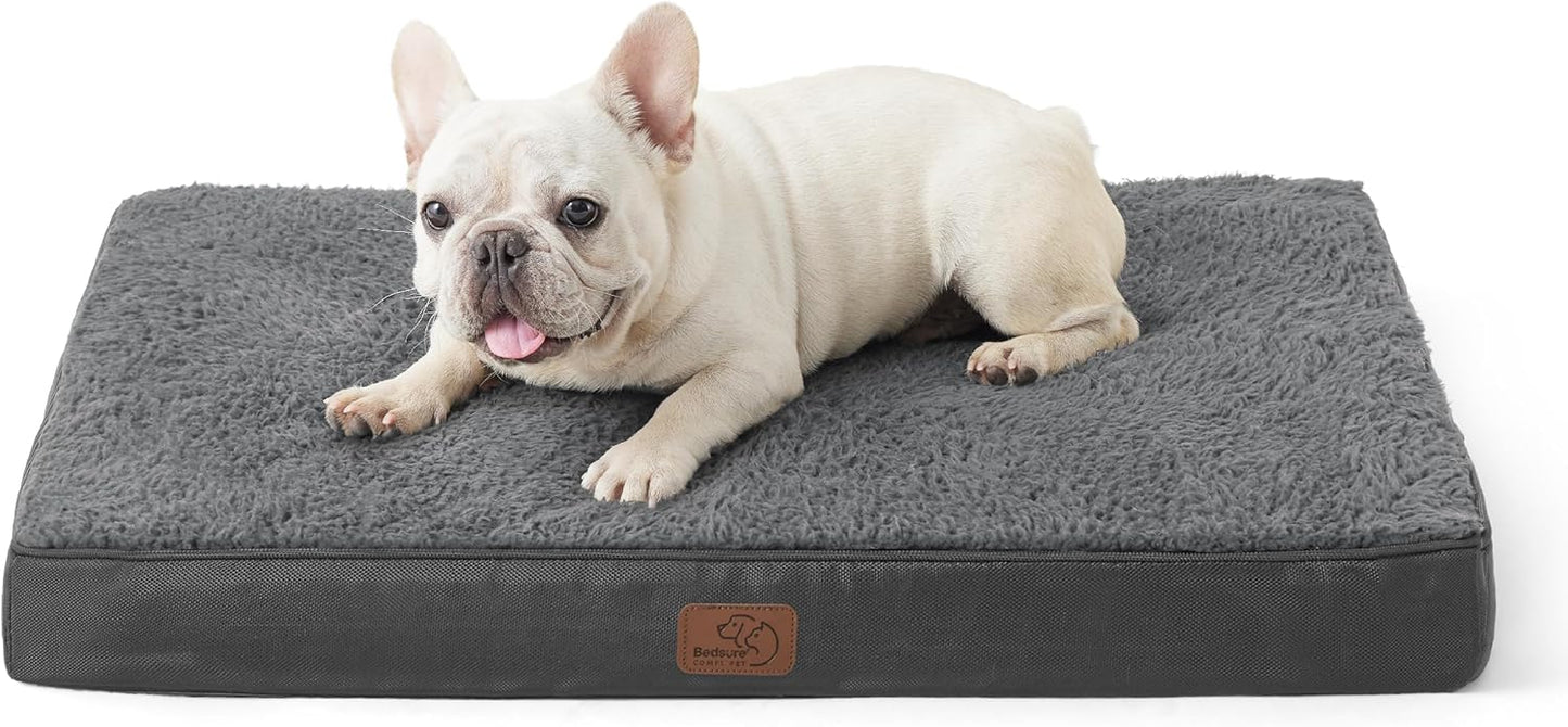 Bedsure Dog Bed Medium Size Dog - Orthopedic Flat Puppy Beds with Removable Washable Cover, Egg Crate Foam Pet Mat, Suitable for Pet Up to 35 lbs