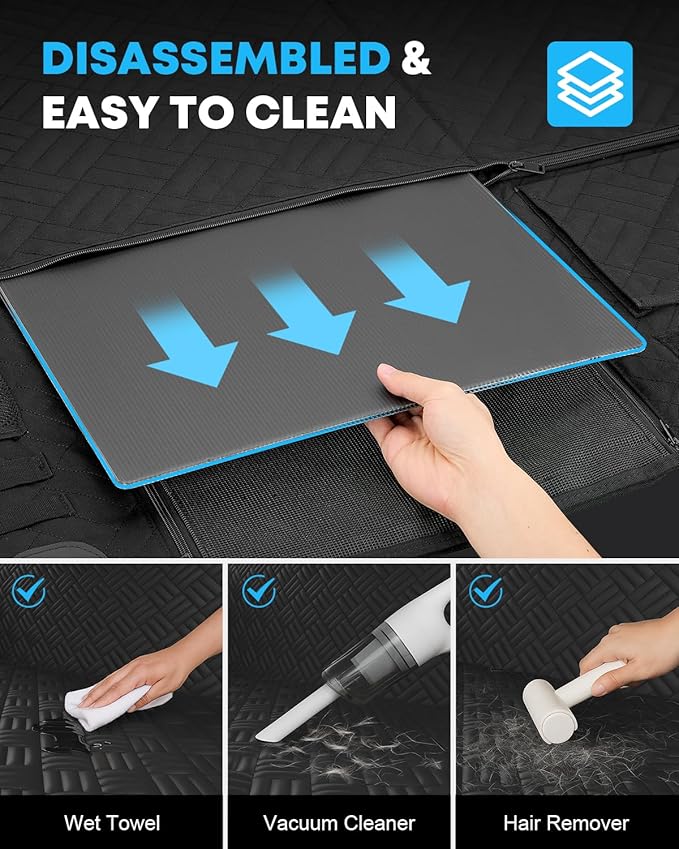 Kohree Dog Car Seat Cover for Back Seat Hard Bottom - Upgraded Reinforced PP Broads, Heavy Duty 900D Oxford Fabric, Nonslip Anti-Scratch Pet Car Seat Cover Dogs Extender Hammock for Car Truck SUV