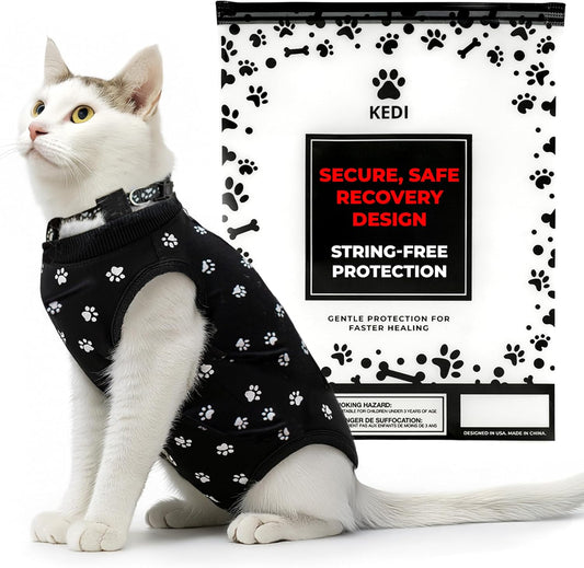 Cat Onesie for After Surgery Care - Breathable Male Female Post Surgical Recovery Suit Vest for Cats with Abdominal Wounds or Skin Issues - Soft Washable Protective Medical Clothing for Pets