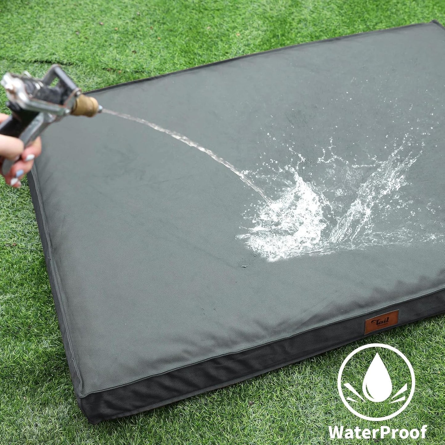 Outdoor Dog Bed for Medium/Small Dogs, Waterproof Dog Bed for Medium Dogs Cats, Orthopedic Egg Crate Foam Pet Bed with Washable and Removable Oxford Cover, Grey