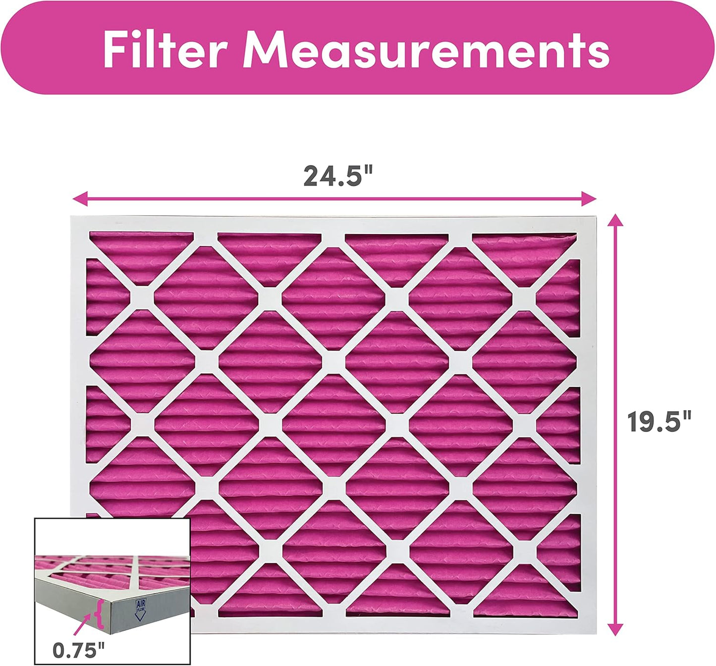 Colorfil 20x25x1 Air Filter (2-Pack) | Made in the USA | Color Changing | Remove Cat and Dog Odor | MERV 8 for Pet Hair Dander and Dust | 19.5"x24.5"x0.75" Exact Size