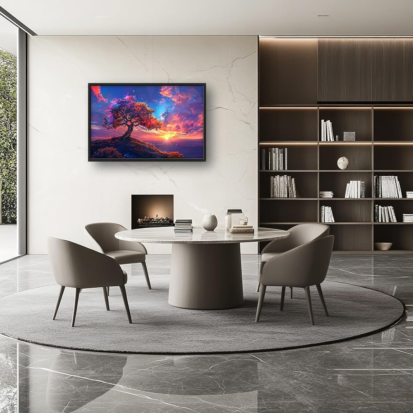 Quorin Tree Large Wall Art Sunset Mountain Landscape Pictures Red Tree of Life Wall Decor Nature Canvas Print Painting Artwork for Bathroom Living Room Bedroom 36L x 24W