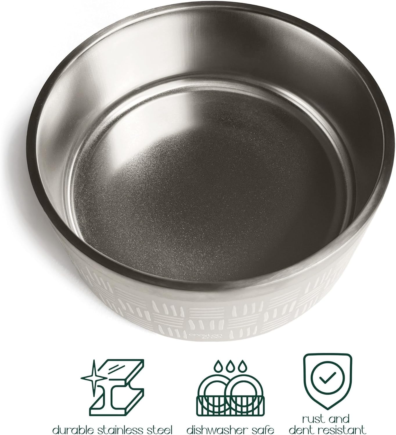 CROXTON & CO. Stainless Steel Pet Bowl for Dogs & Cats | Insulated Food Bowls for Dog Cat | No Tip No Slip | Non-Slip Rubber Base | Dishwasher Safe | Medium (4 Cups)