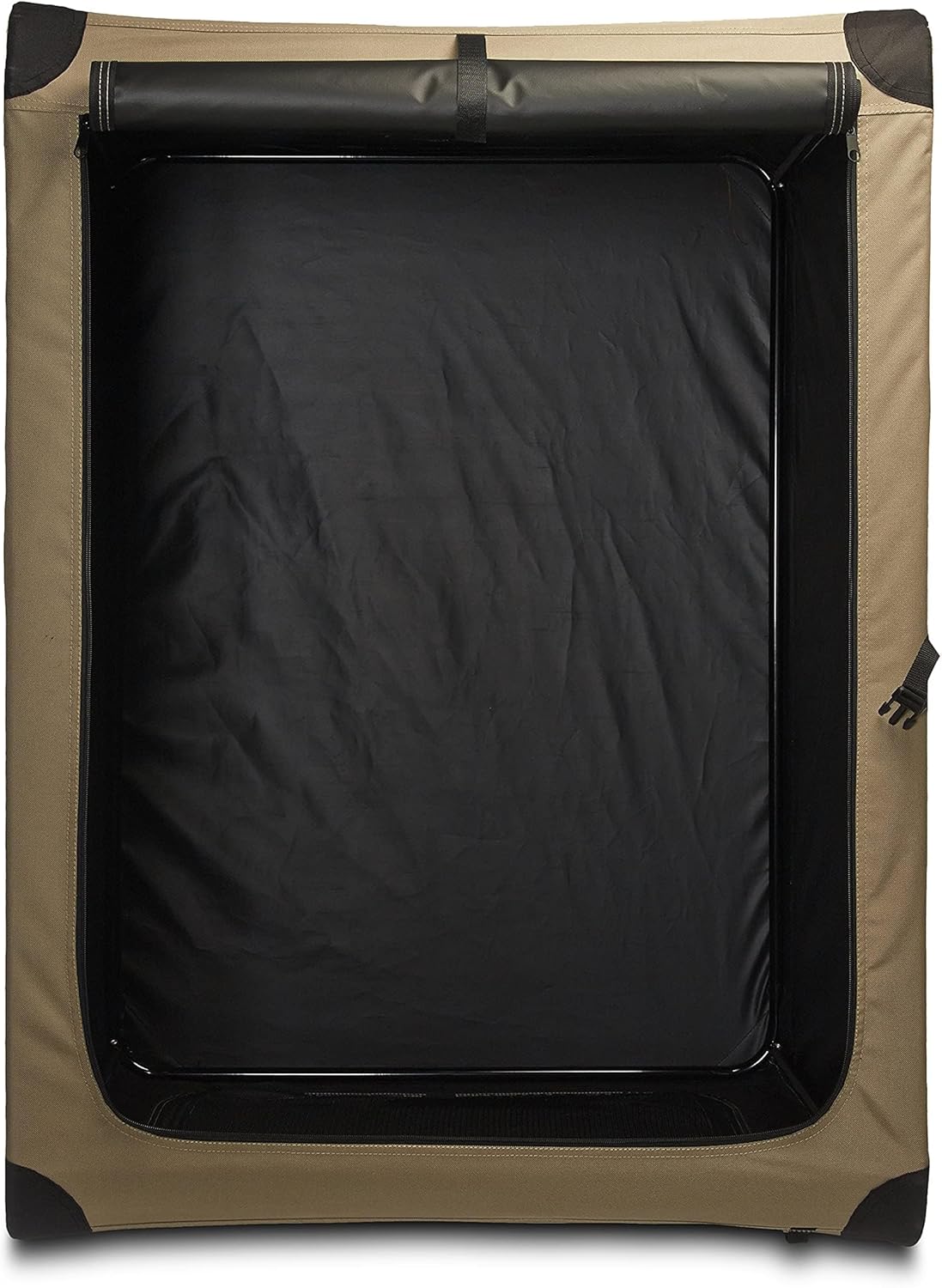 Amazon Basics Dog Crate, Travel Dog Kennel Double Door Collapsible, Lightweight Soft-Sided Folding, Portable Dog Cage, XL 42" x 31" x 31", Tan