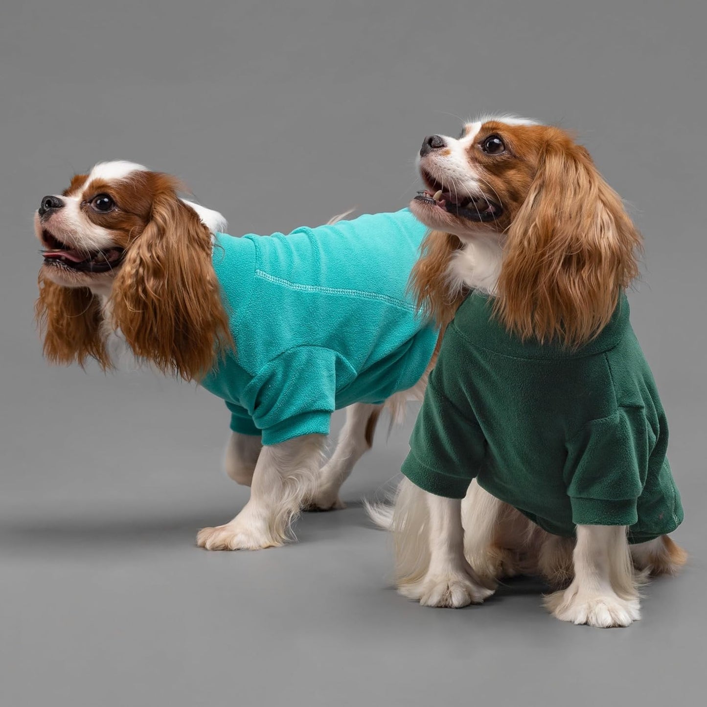 Fitwarm 3 Pack Fleece Sweater, Turtleneck Sweatshirt, Winter Clothes for Small Dogs & Cats, Pet Pullover Jumper, Cat Apparel, Dark Green, Teal Green, Olive Green, Medium