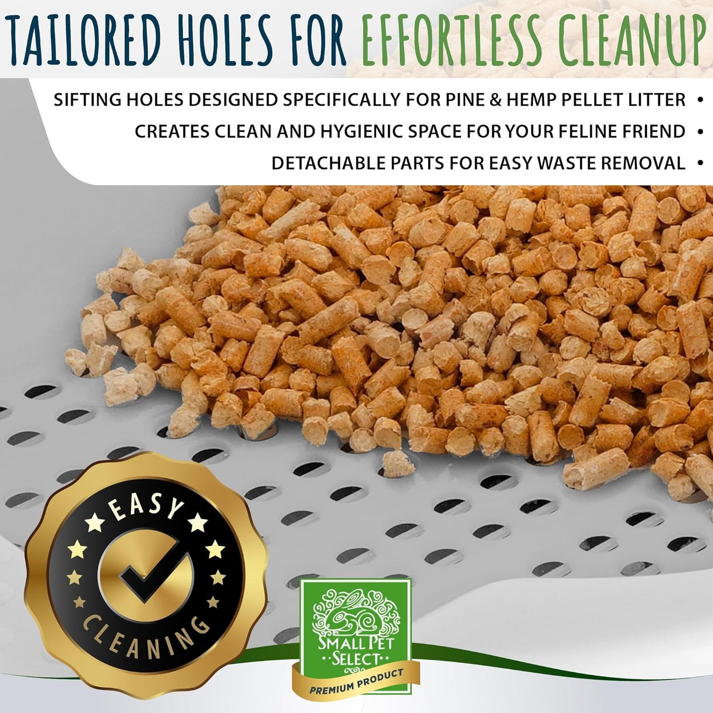 Small Pet Select - Sifting Cat Litter Box, with 5 Pee Pads and Litter Scoop, Premium System for Cats and Other Small Animals, Tidy and Easy to Clean with Drawer, Scoop, and Removable Tray