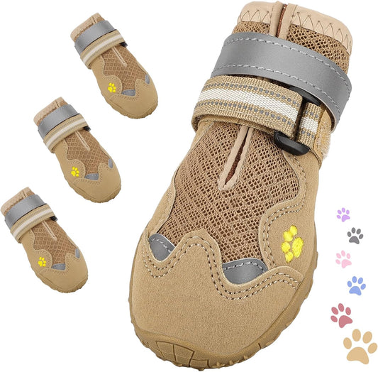 Dog Shoes for Large Medium Small Dog, Mesh Breathable Dog Shoes for Hot Pavement, Anti-Slip Dogs Boots Paw Protectors with Reflective for Outdoor Walking Indoor Hardfloors (Size 3)