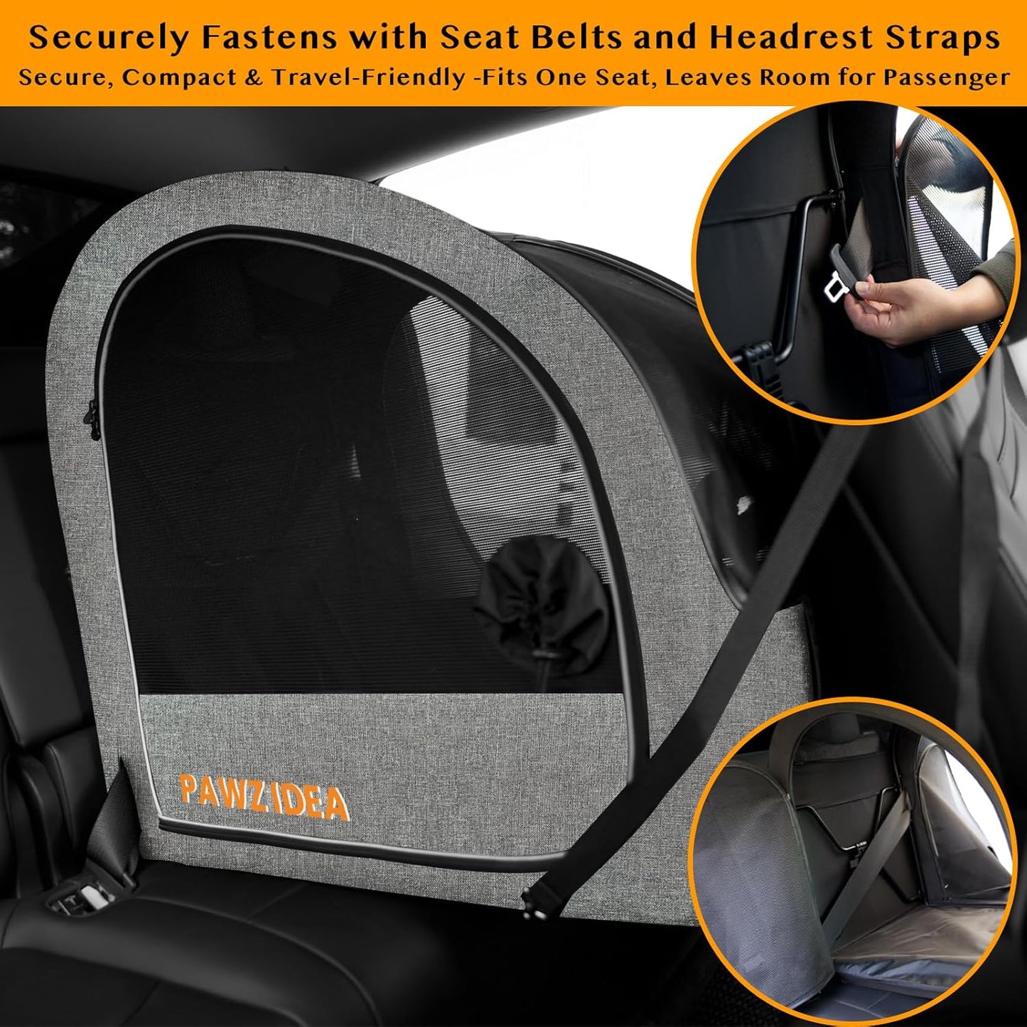 PAWZIDEA Dog Stroller for Large Dogs, Pet Stroller with Detachable Carrier for Portable Dog Crate for Car Seat, Foldable Dogs Jogger Strollers, All Terrain 9” Wheels, Adjustable Handle, Up to 80lbs