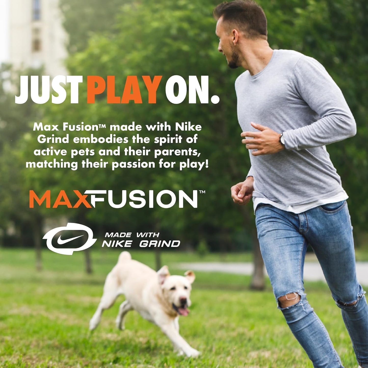 Max Fusion with Nike Grind, Arlee Spike Bone Dog Toy, Chew Toy for Play, Fetch, Tug, L