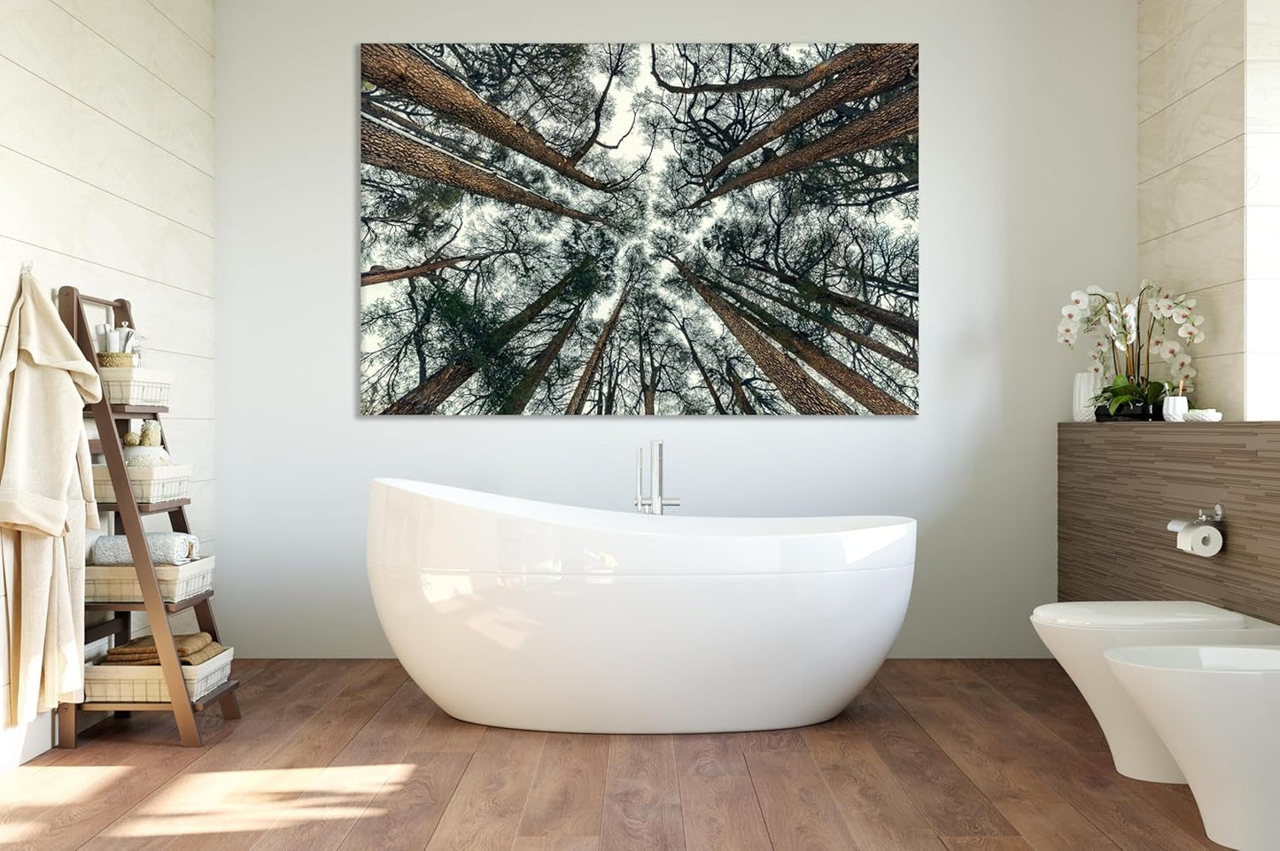 Nature Wall Art Prints - Ocean Forest Mountain Lake Canvas Landscapes - Small to Extra Large Living Room Bedroom Kitchen Bathroom Décor (Trees and Sky, 24L" x 36W")