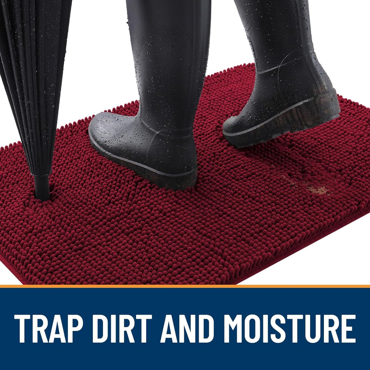 OLANLY Dog Door Mat for Muddy Paws 59x32, Absorbs Moisture and Dirt, Absorbent Non-Slip Washable Doormat, Quick Dry Chenille Mud Mat for Dogs, Entry Indoor Entryway Carpet for Inside Floor, Burgundy