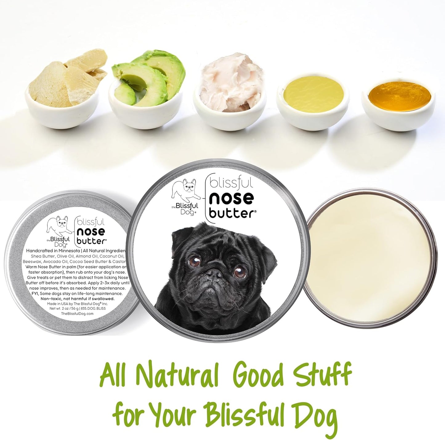 The Blissful Dog Black Pug Unscented Nose Butter, 16oz