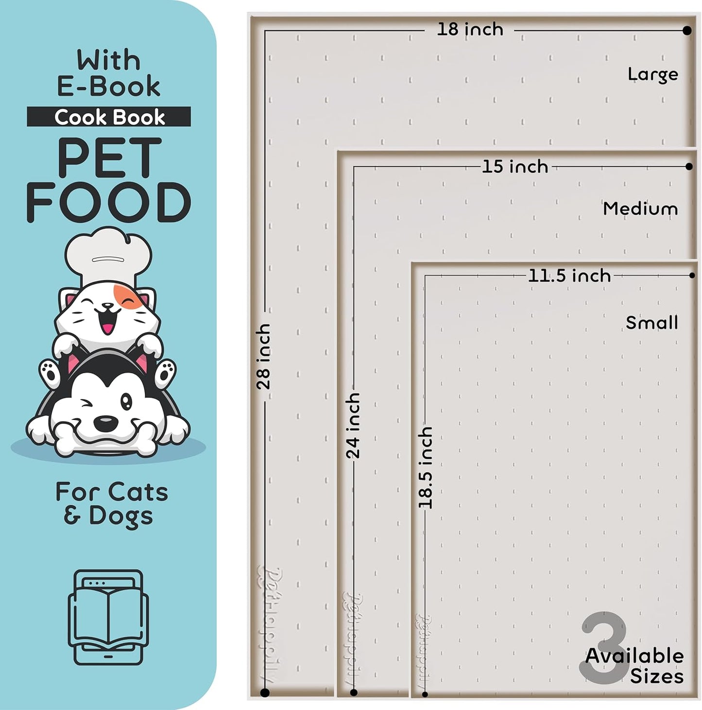 Dog Food Mat - Raised Edges Dogs Mat for Food and Water Prevent Spill, Waterproof Cat Food Mats Protect Floors, Easy Clean Dog Bowl Mats for Food and Water, Silicone Pet Feeding Placemats