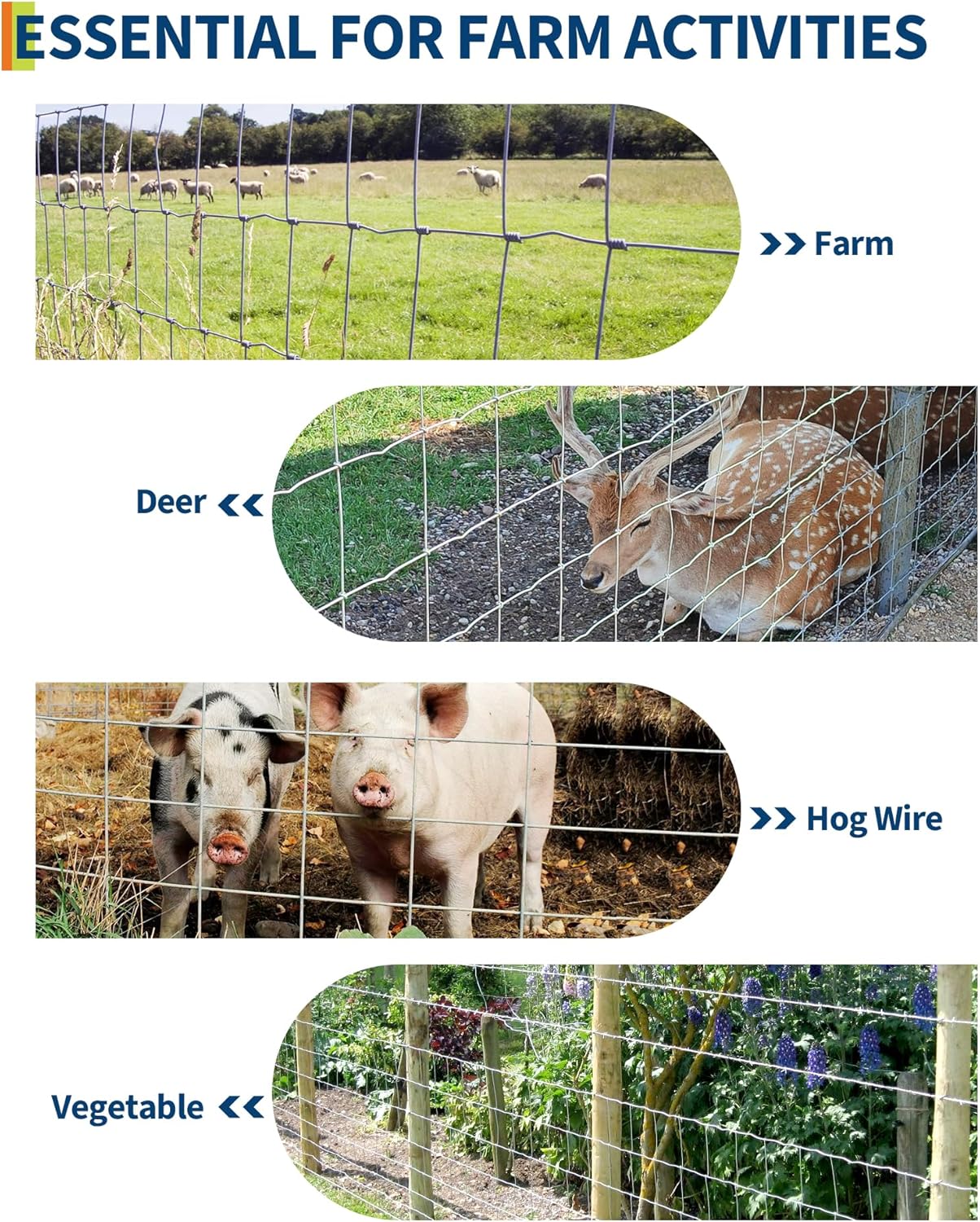 Cattle Farm Fence, 4ft x 328ft Galvanized Wire Fencing for Goat Deer Hog Yard Livestock Animals Protection