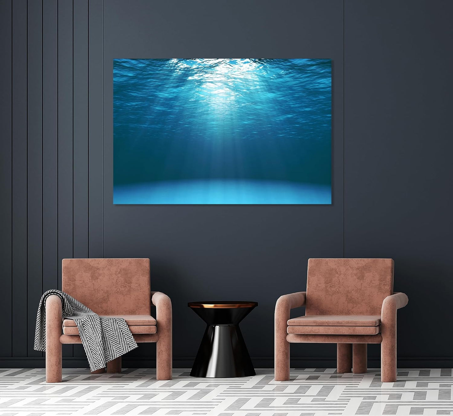 Nature Wall Art Prints - Ocean Forest Mountain Lake Canvas Landscapes - Small to Extra Large Living Room Bedroom Kitchen Bathroom Décor (Sun Rays Under Water, 31L" x 47W")